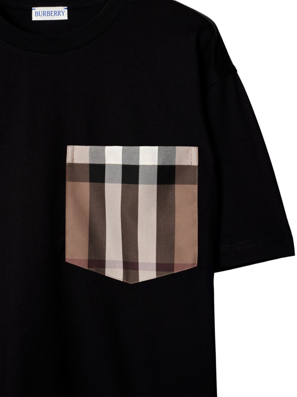 check-pocket cotton T-shirt - 6