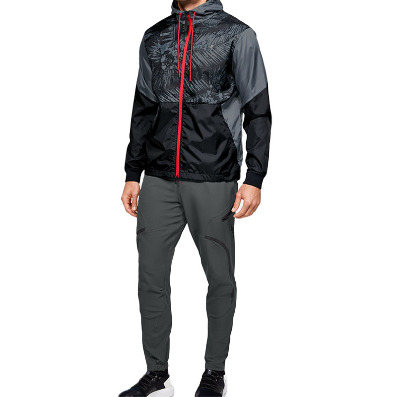 Under Armour Project Rock Legacy Windbreaker Jacket 'Grey Black Red' 1351527-001 - 5
