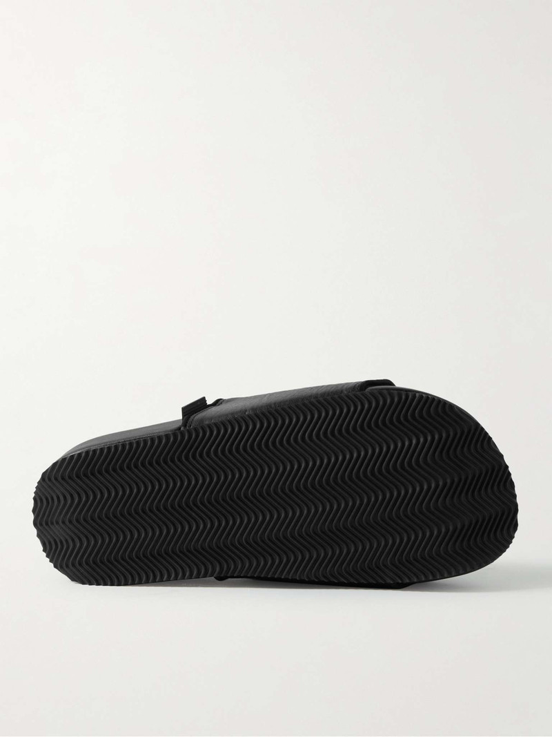 Grosgrain-Trimmed Leather Slides 7