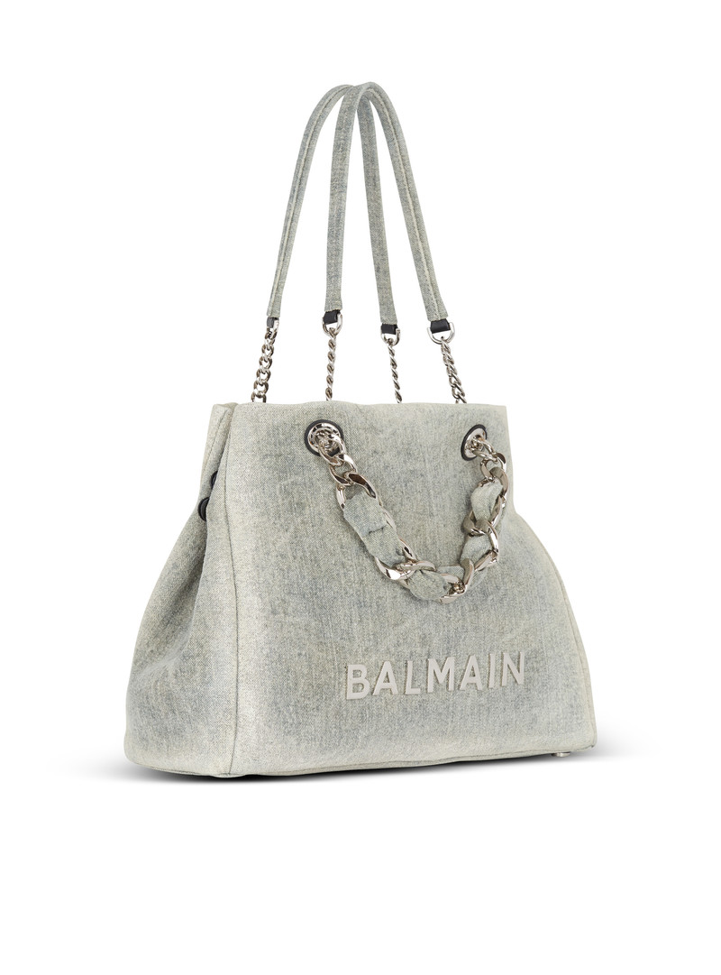 Balmain 1945 Soft faded denim tote bag outlook