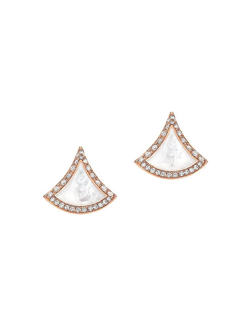 Divas' Dream 18K Rose Gold, Mother-Of-Pearl, & Diamond Stud Earrings - 1