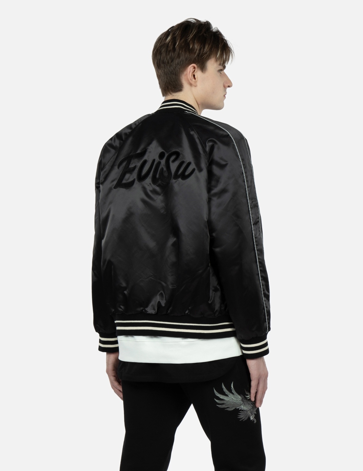 EAGLE AND LOGO EMBROIDERY REVERSIBLE SOUVENIR JACKET - 16