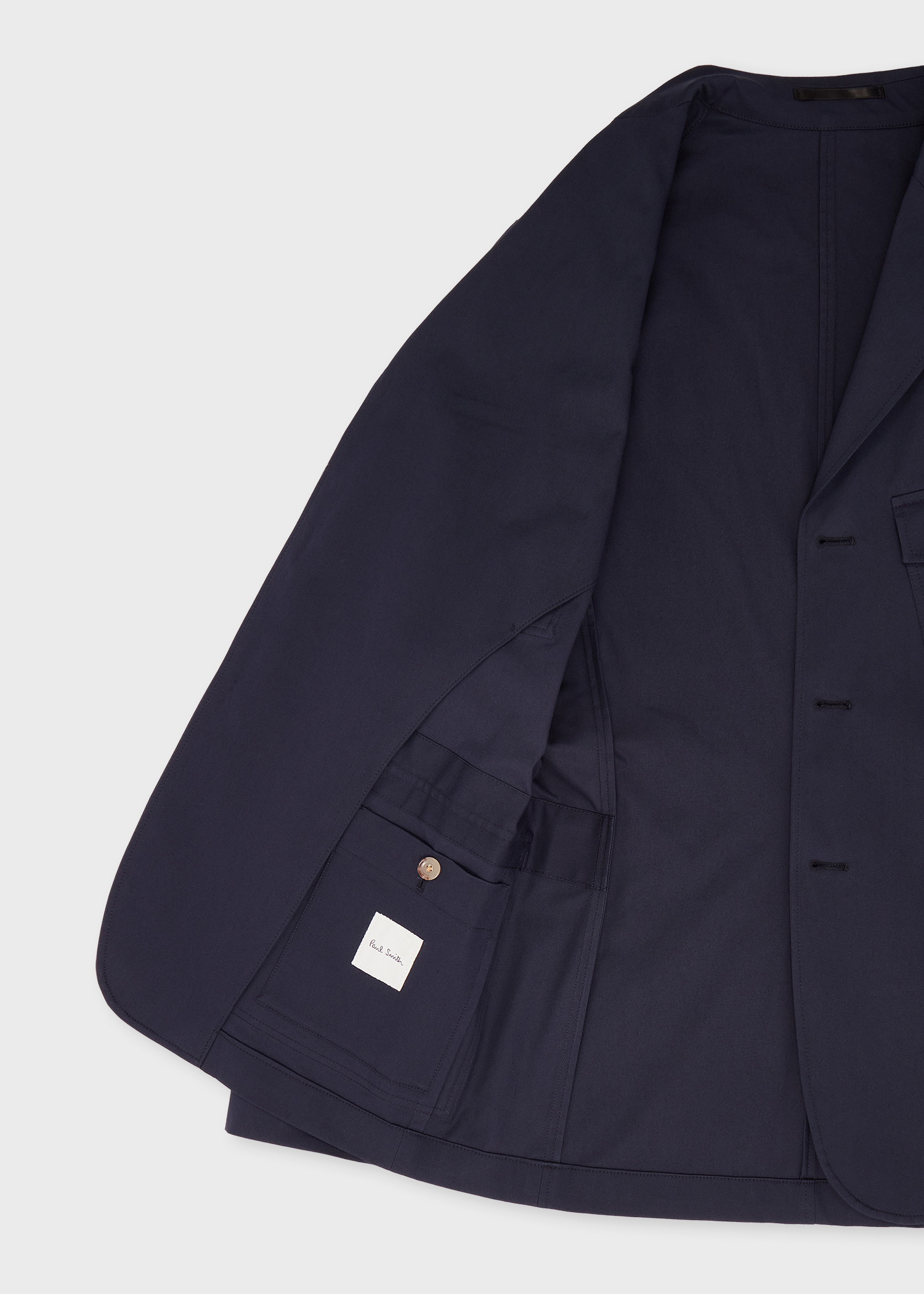Navy Fine Cotton-Twill Four Pocket Blazer - 4