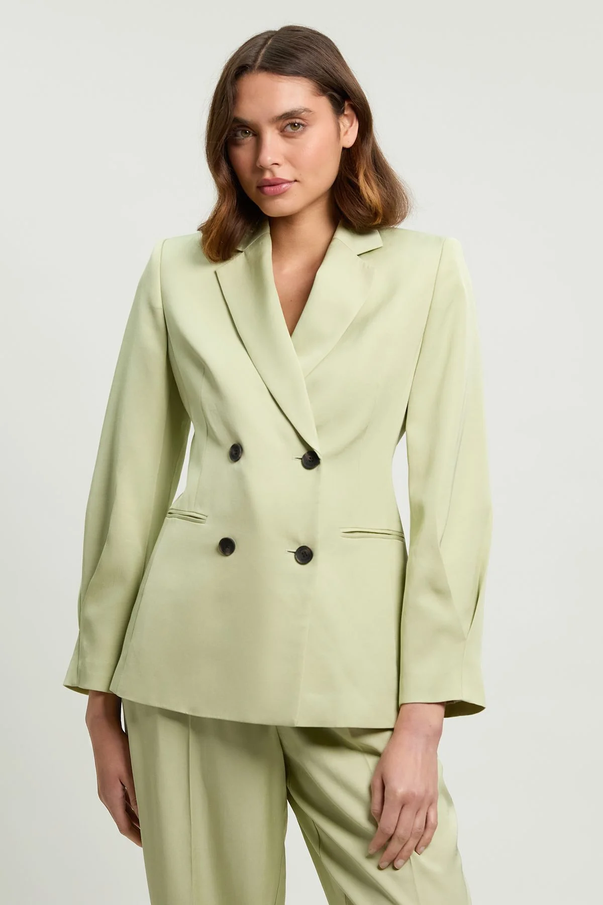 Polished Linen Blend Single Breasted Tailored Blazer - 1