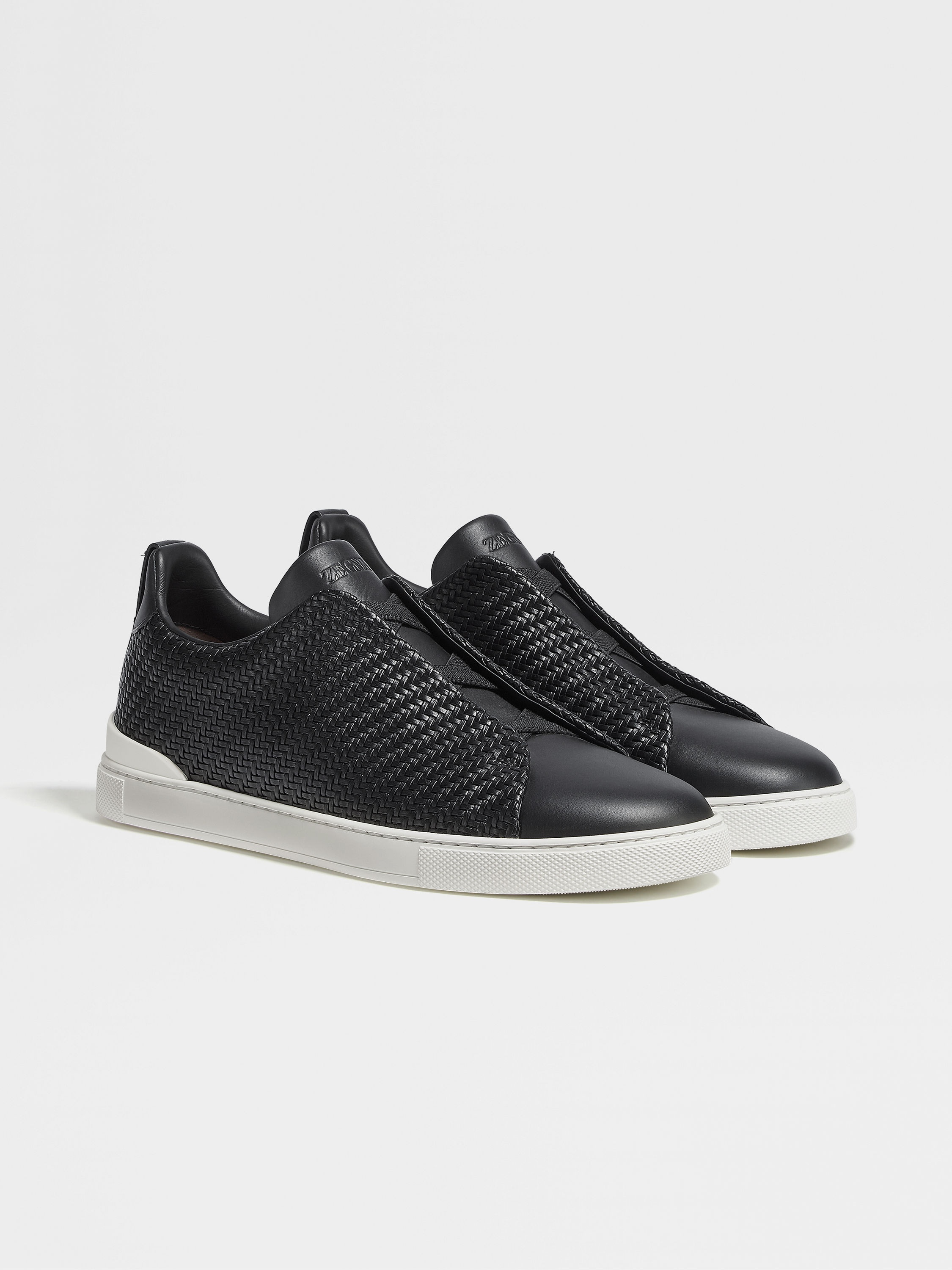 ZEGNA BLACK PELLETESSUTA™ LEATHER TRIPLE STITCH™ SNEAKERS