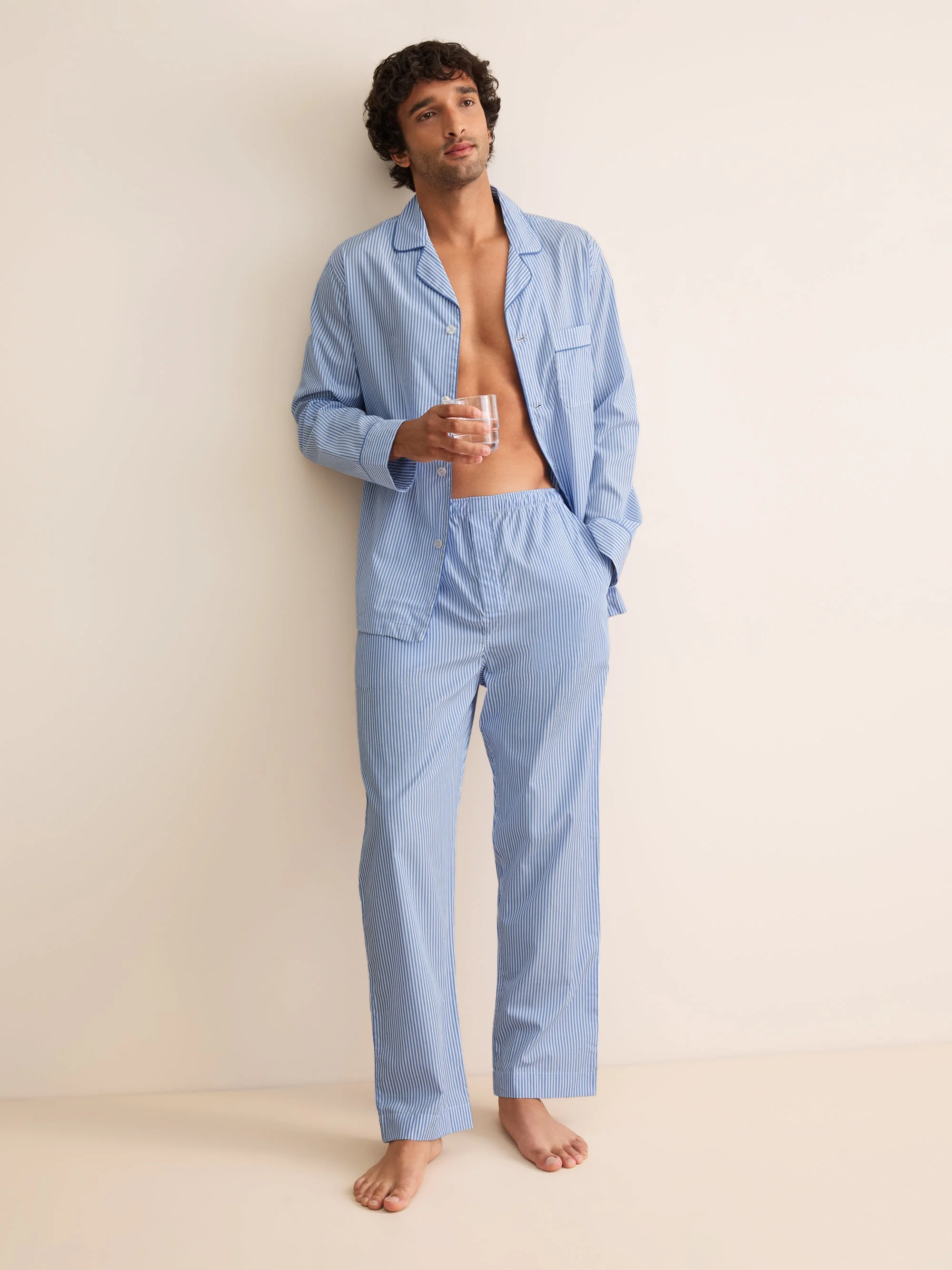 James Cotton Pajamas Blue & White Stripe - 1