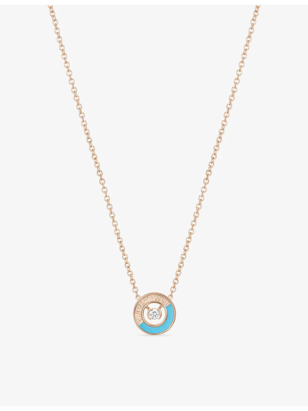 Possession Vibrant Palace 18ct Rose-Gold, Turquoise and 0.056ct Brilliant-Cut Diamond Pendant Neckla - 1