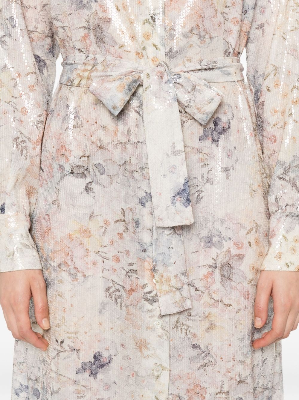 sequin floral shirt midi day dress - 5