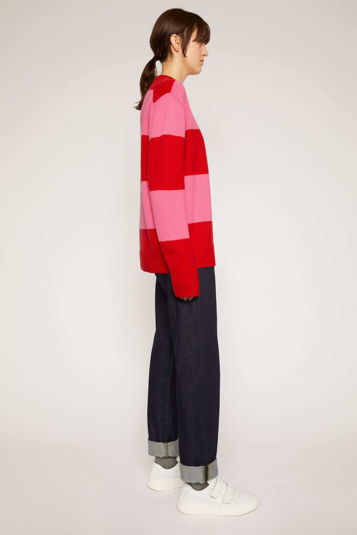 Block stripe sweater red/bubblegum pink - 3