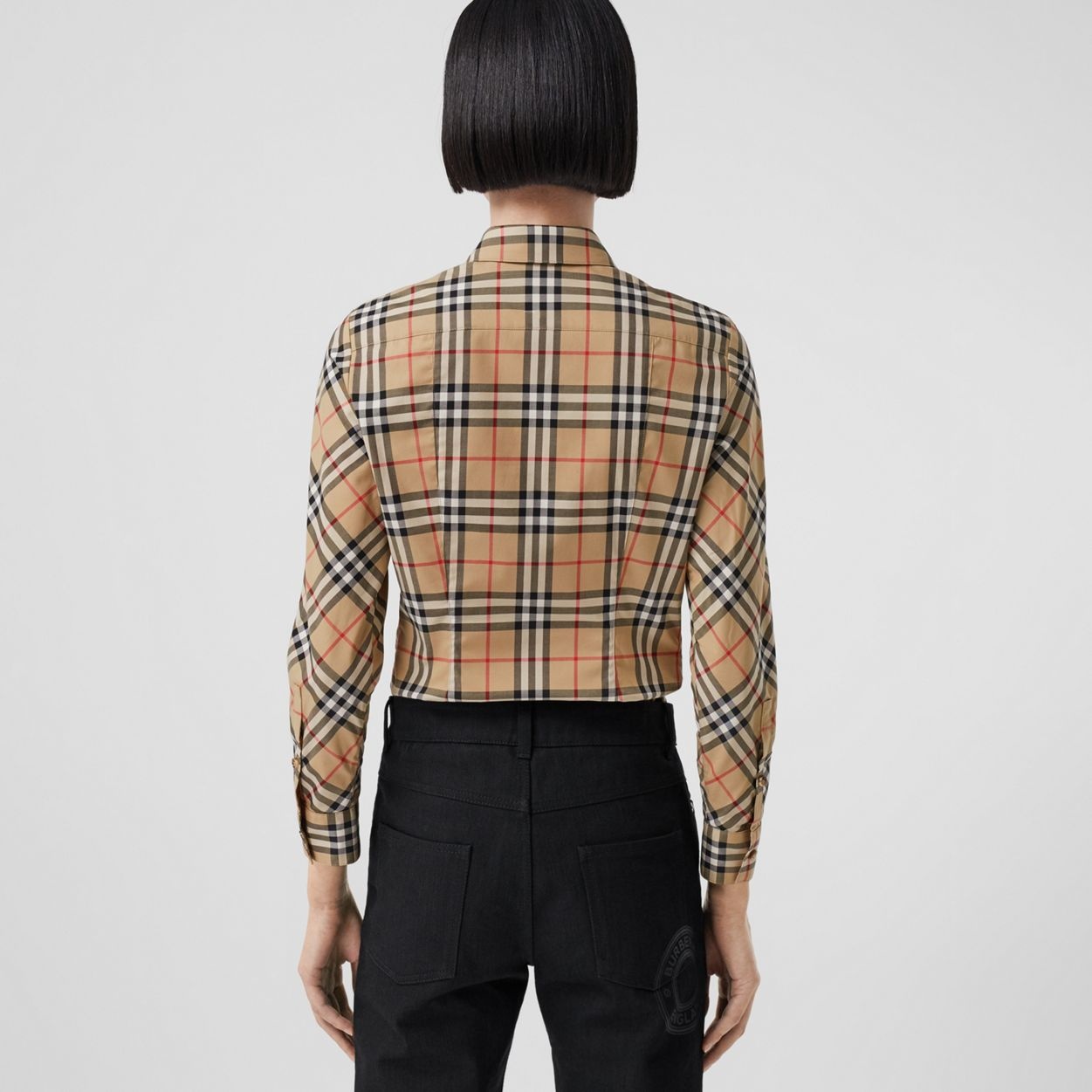 Vintage Check Stretch Cotton Twill Shirt - 4