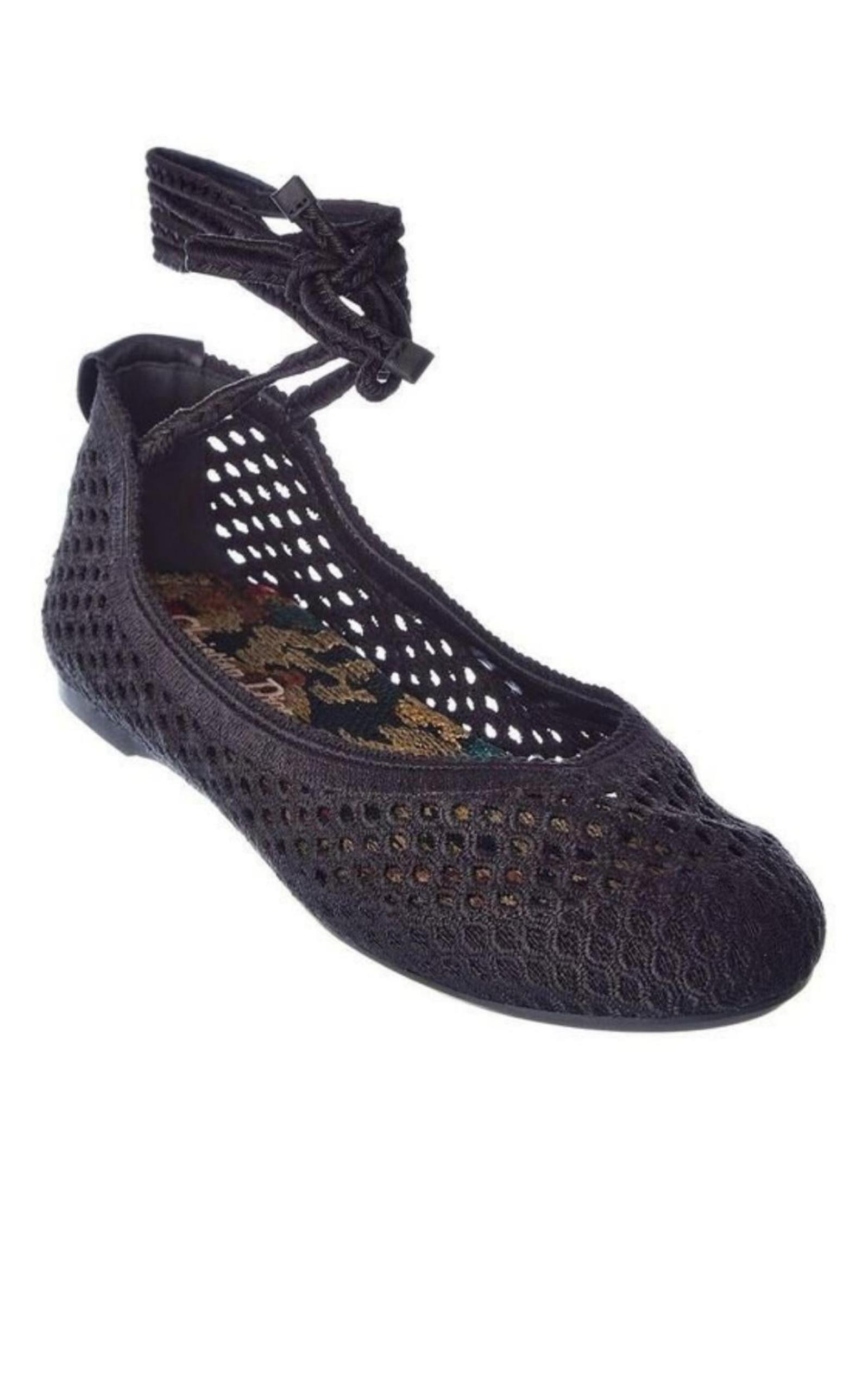 Poeme Cotton Ankle-Tie Ballerina Flats - 3