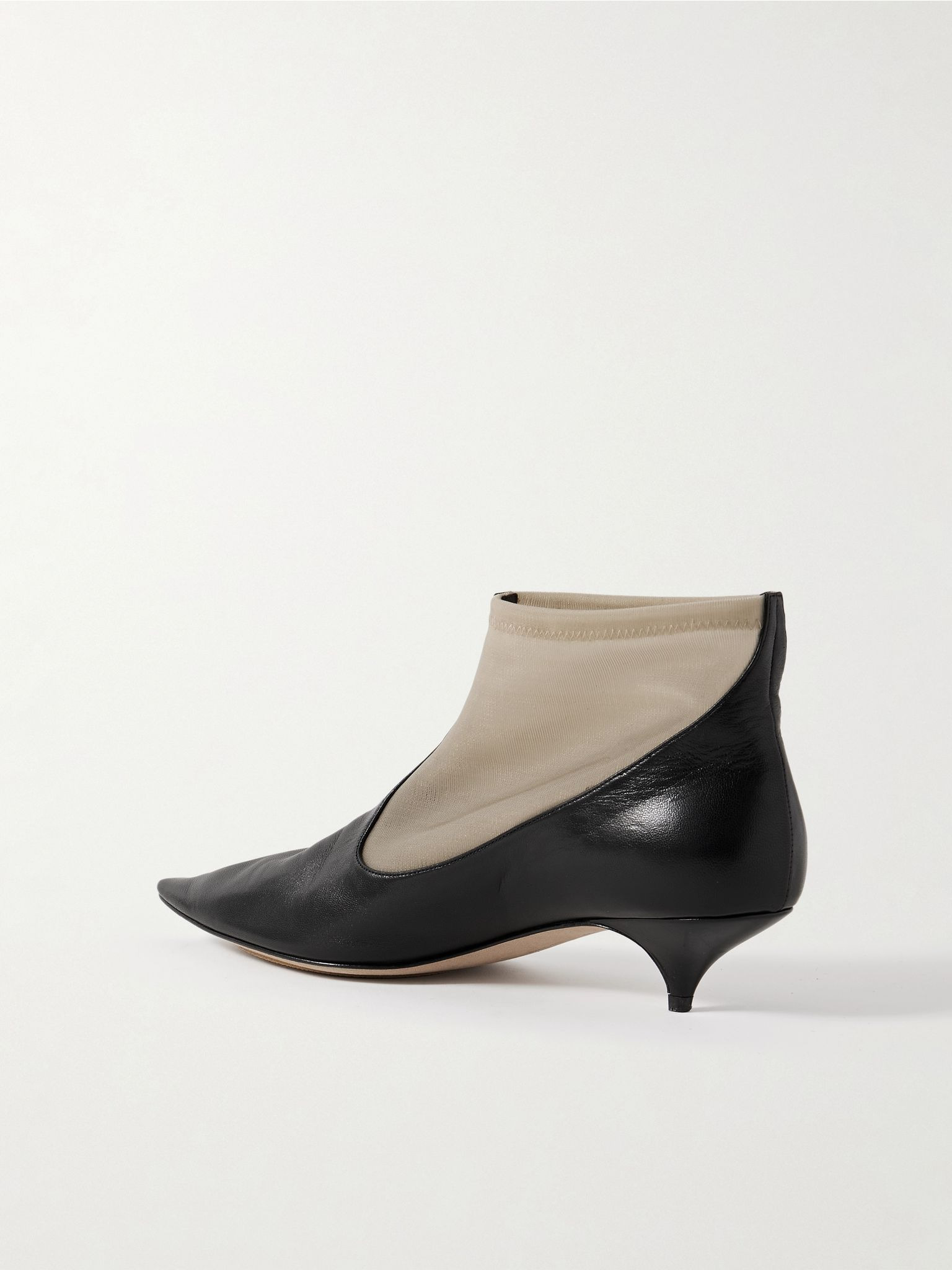Leather and mesh ankle boots Black - 3