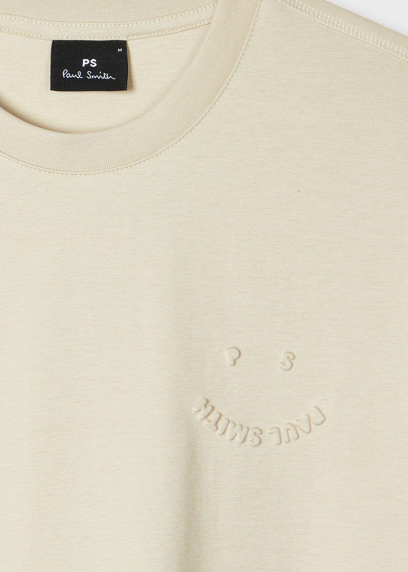 Paul Smith Casual-Fit Ecru Embossed 'Happy' T-Shirt outlook