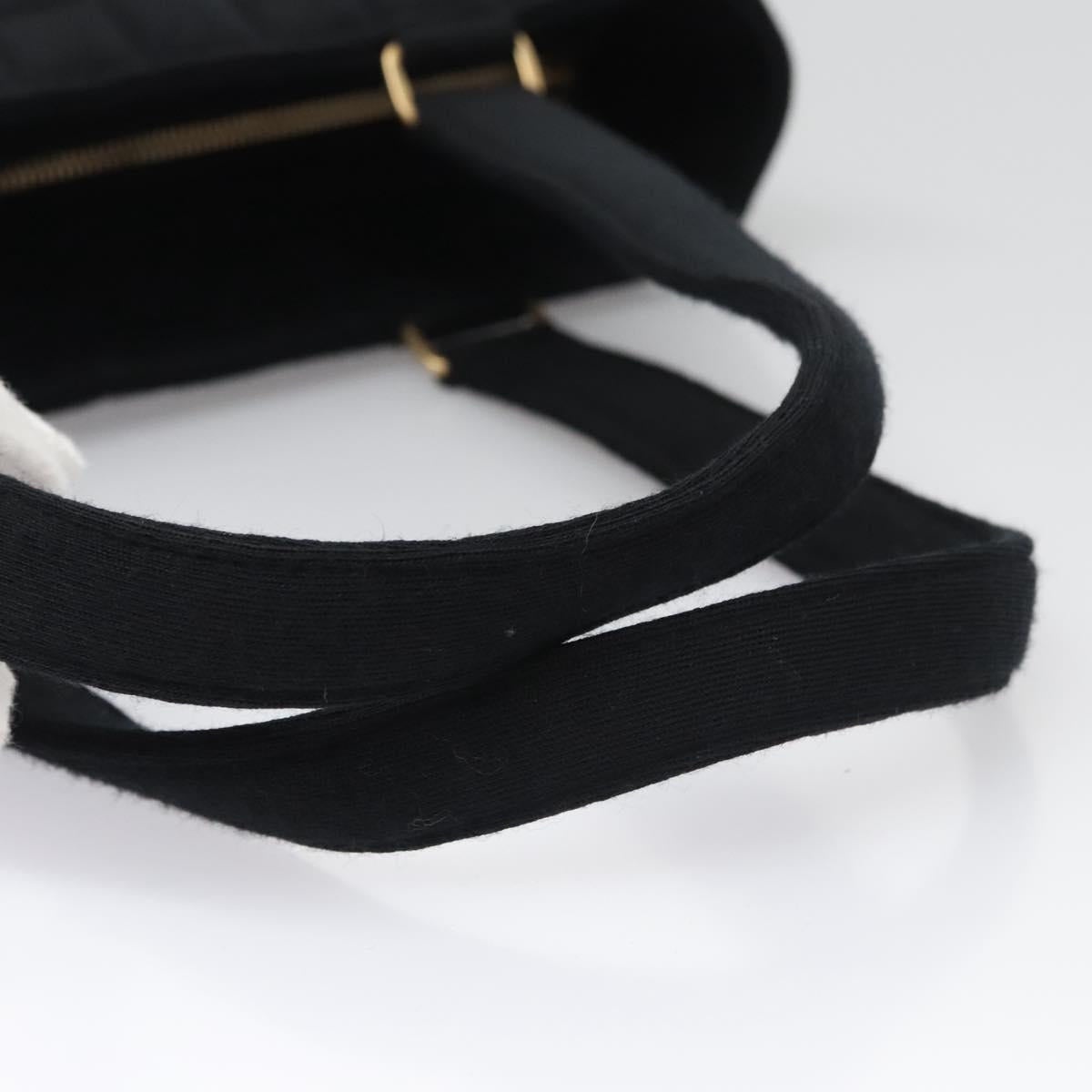 CHANEL Choco Bar Tote Bag Cotton Black CC - 8