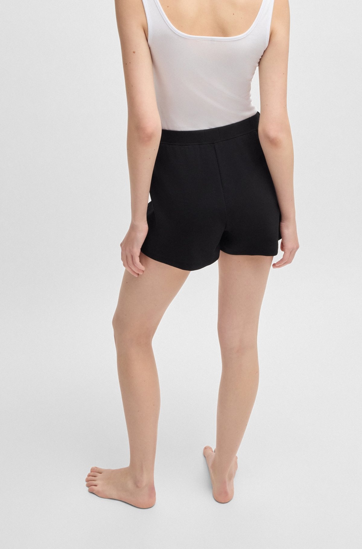 RIBBED PAJAMA SHORTS IN STRETCH COTTON WITH STACKED LOGO - 5