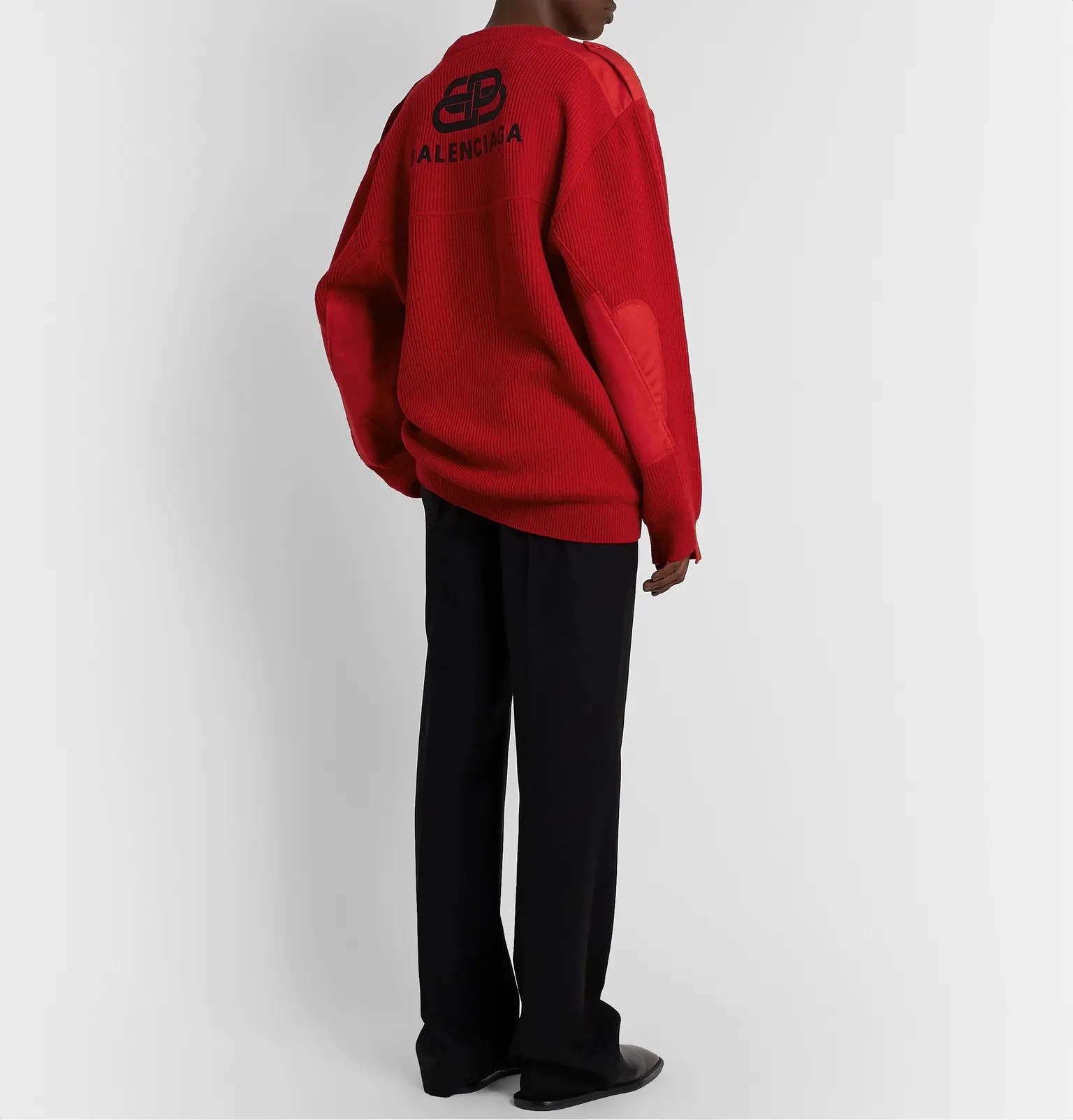 Logo-Embroidered Twill-Panelled Wool Sweater - 2