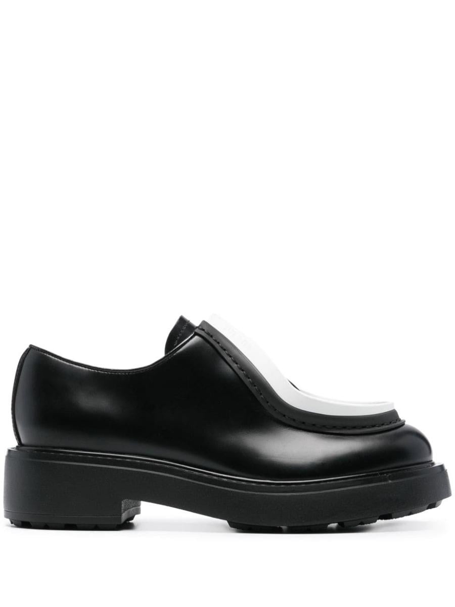 PRADA CONTRASTING-TRIM LEATHER SHOES - 1