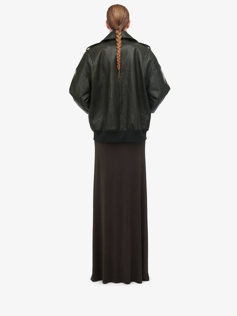 Women's Aviator Bomber Jacket in Green - 5
