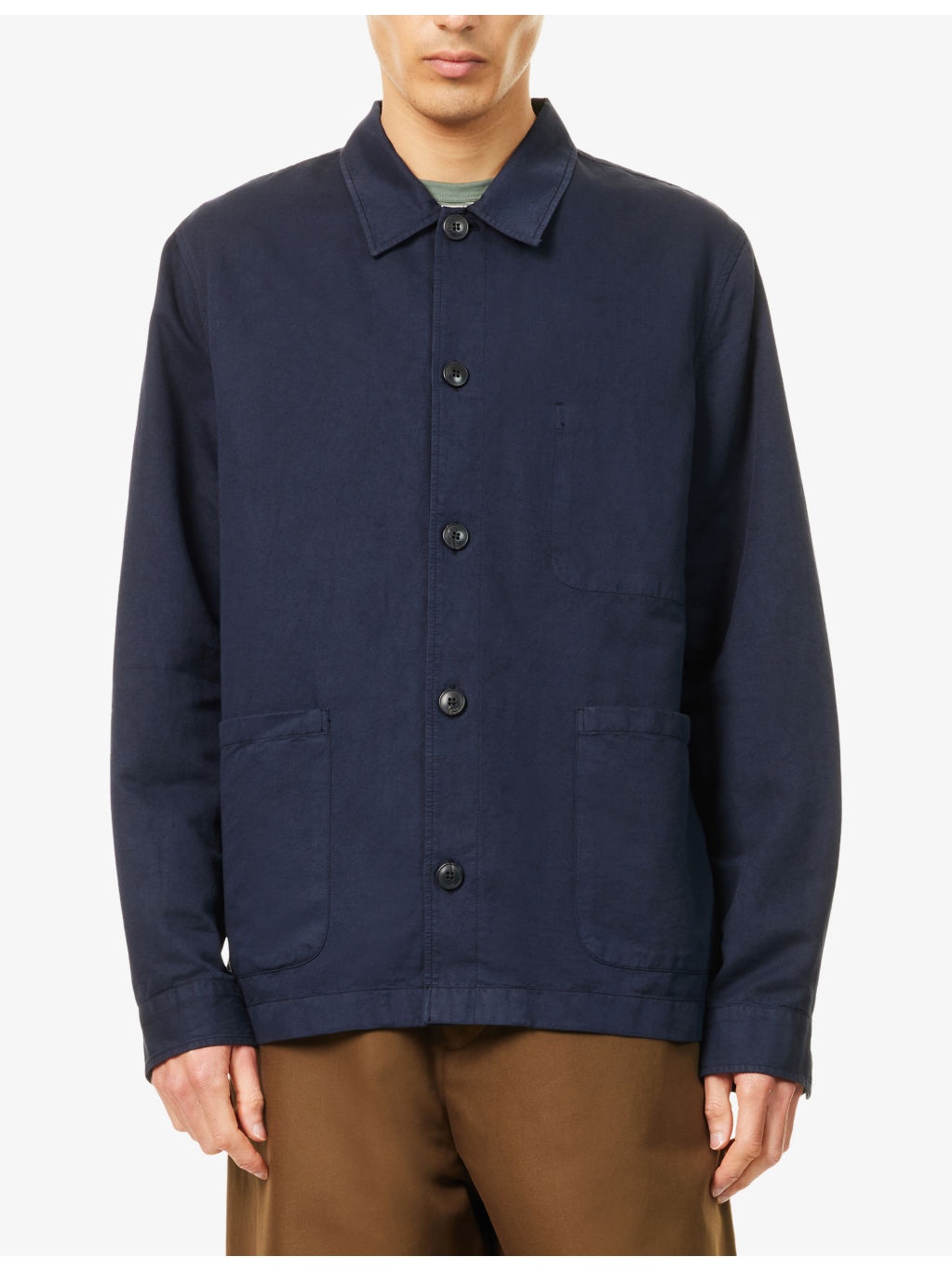 Twin-Pocket Pointed-Collar Cotton and Linen-Blend Jacket - 3