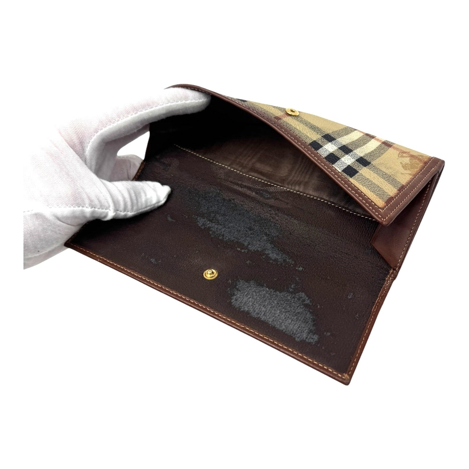 Burberry Long Wallet - Haymarket Check Brown - 8