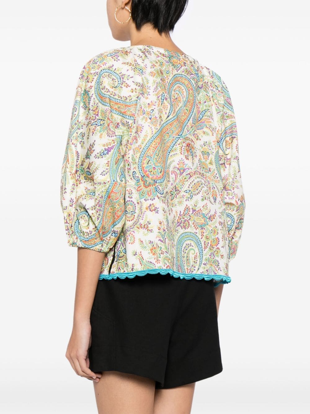 paisley-print cotton blouse - 4