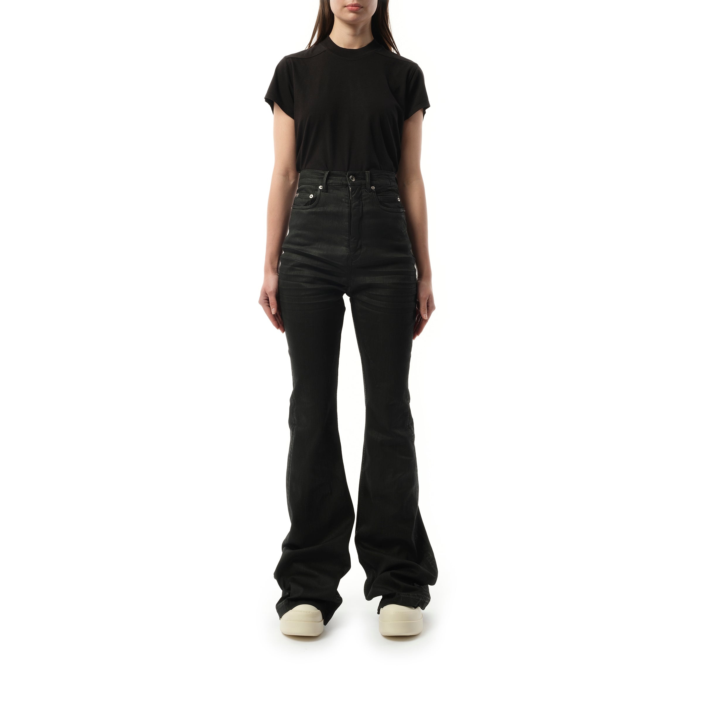 Rick Owens DRKSHDW Bolan Bootcut Denim Pants in Black Wax