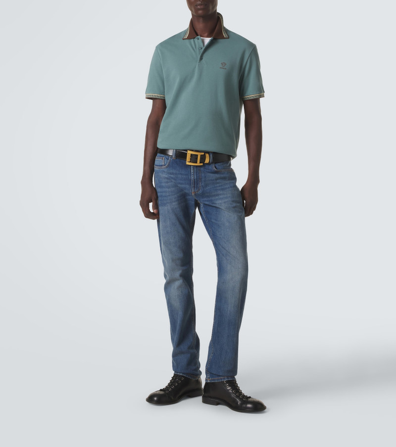 VERSACE Greca cotton piqué polo shirt outlook
