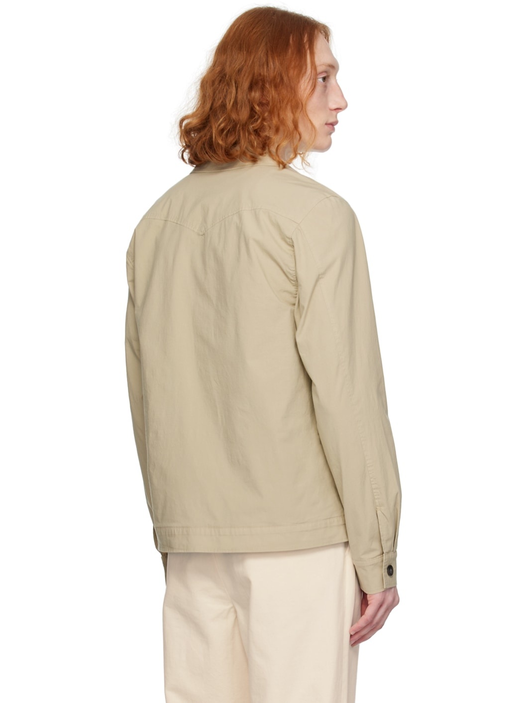 Beige Pocket Long Sleeve Shirt - 3