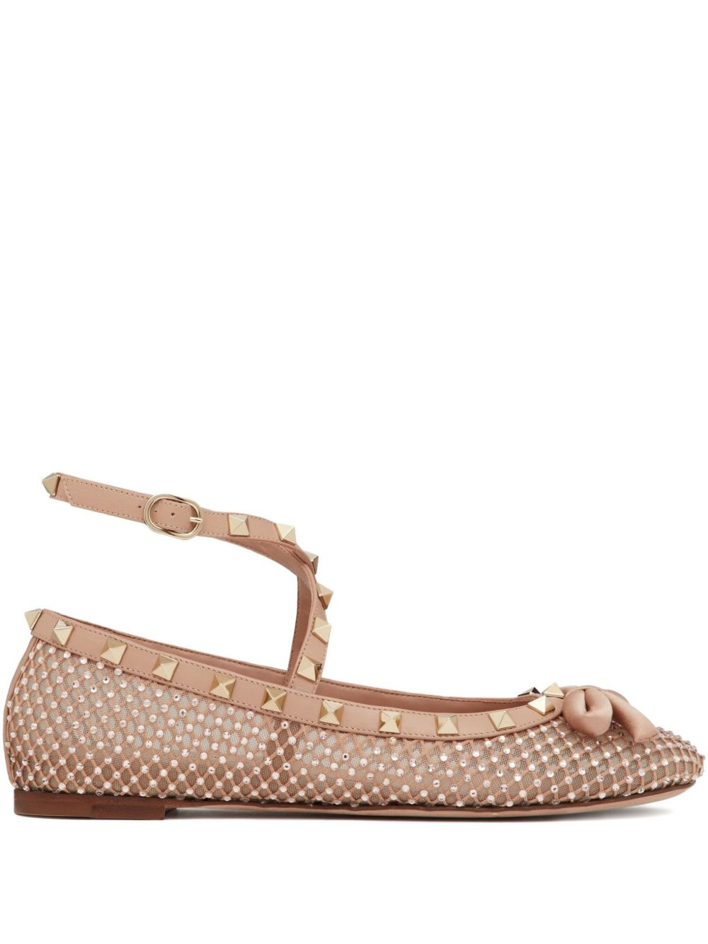 Rockstud rhinestone-embellished ballerina shoes - 1