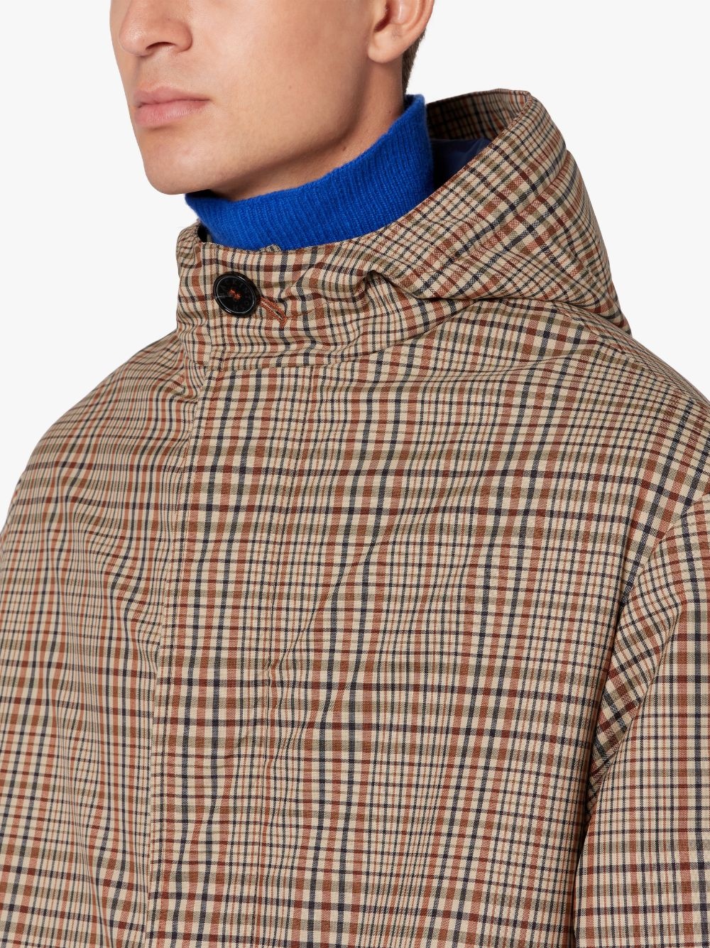 MILAN BROWN CHECK RAIN SYSTEM WOOL HOODED THINDOWN PARKA | PARKA GMF-300 - 5