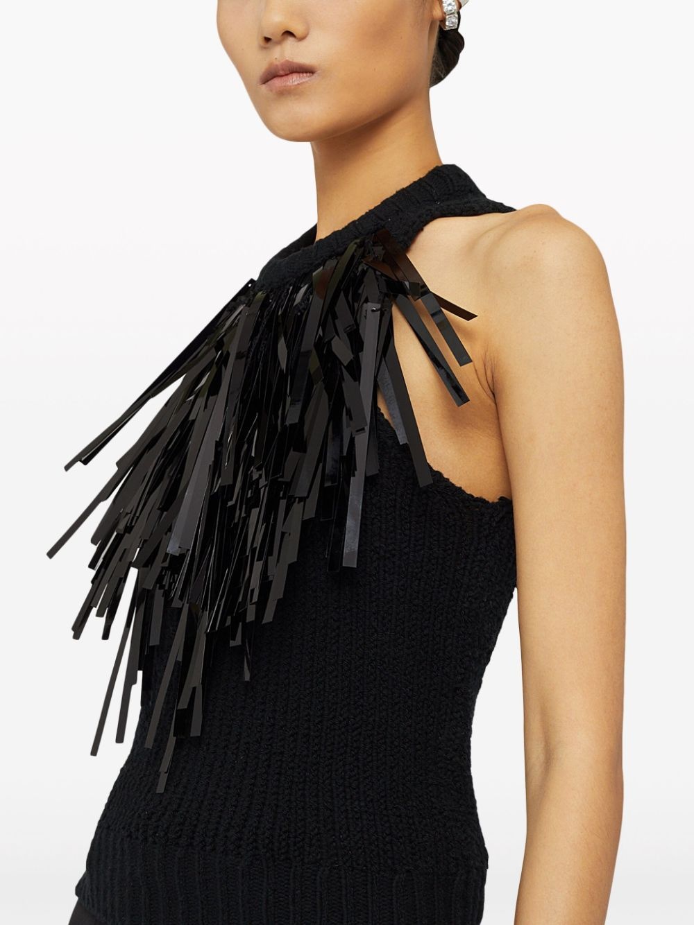 fringe-trim knitted top - 4