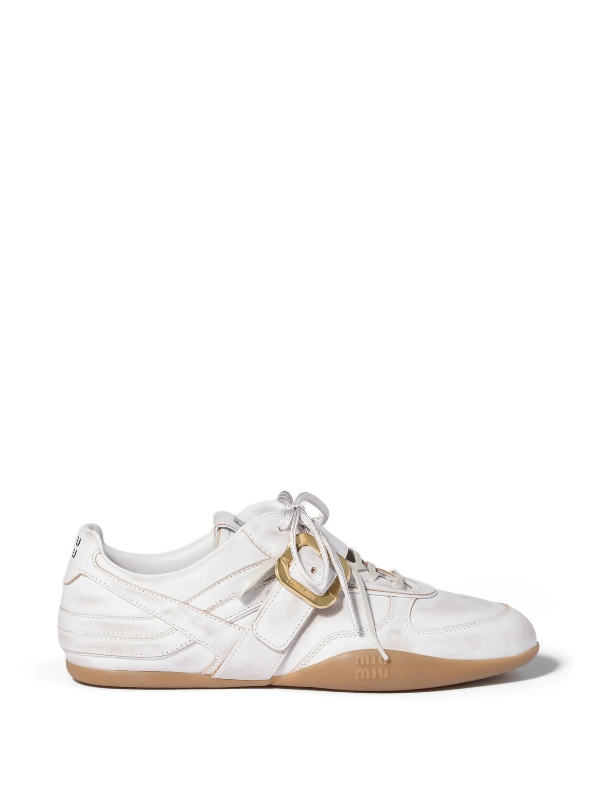 Miu Miu Gymnasium Leather Sneakers With Strap And Buckle - 1