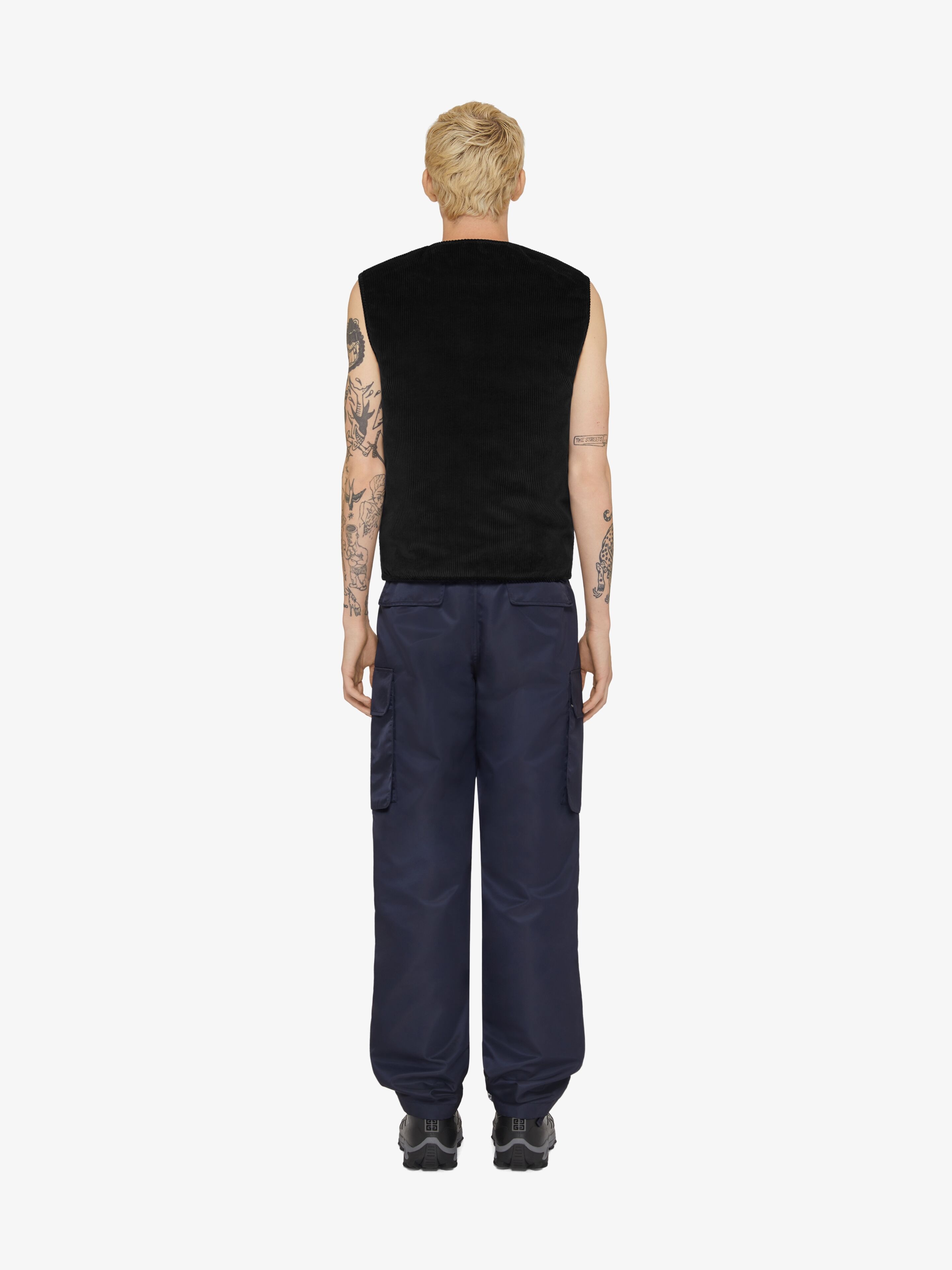 REVERSIBLE WAISTCOAT IN MIXED FABRICS WITH MONOGRAM 72 - 3