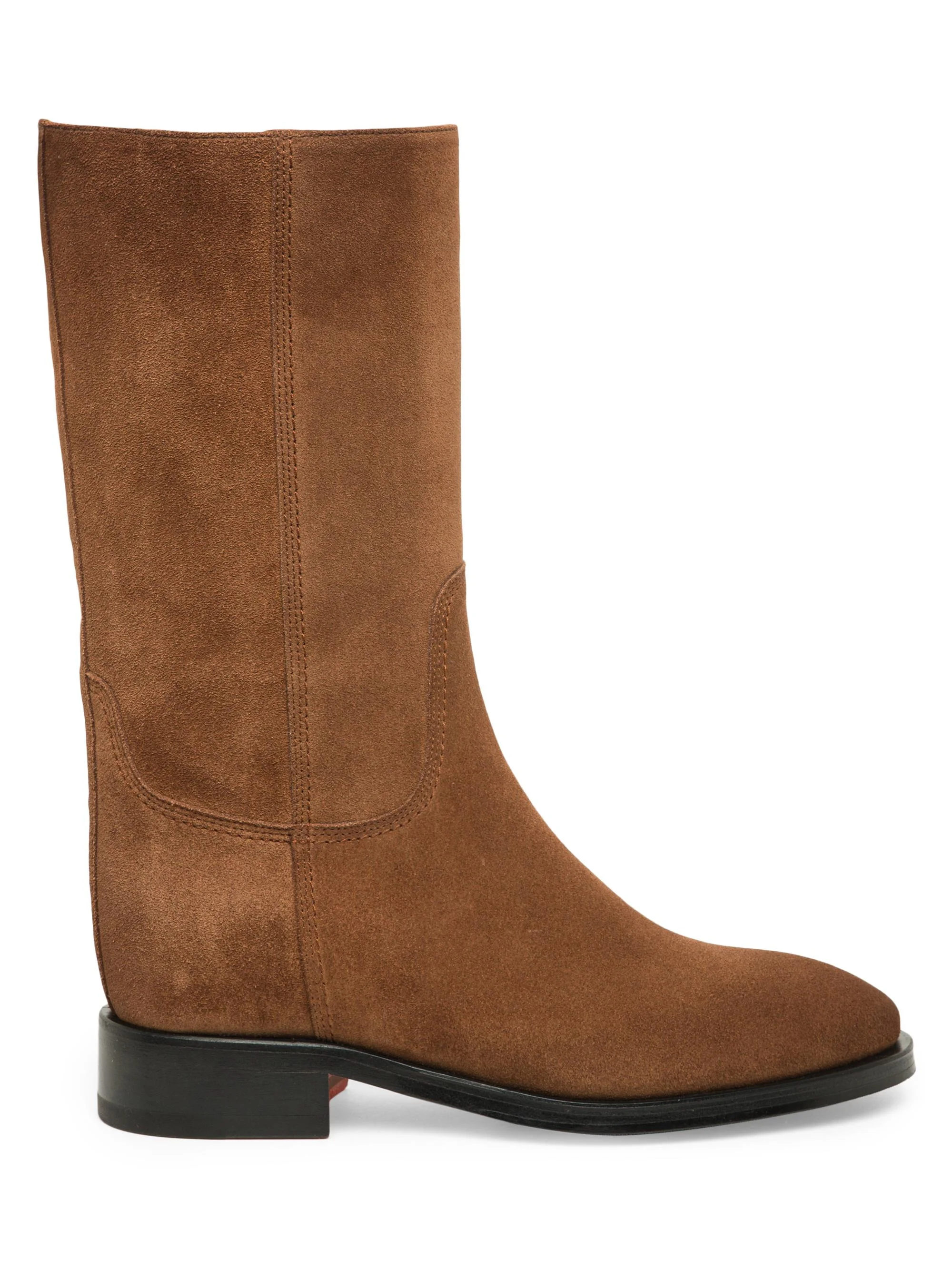 Women's Fleeces Suede Mid-Calf Boots - Cognac - 1
