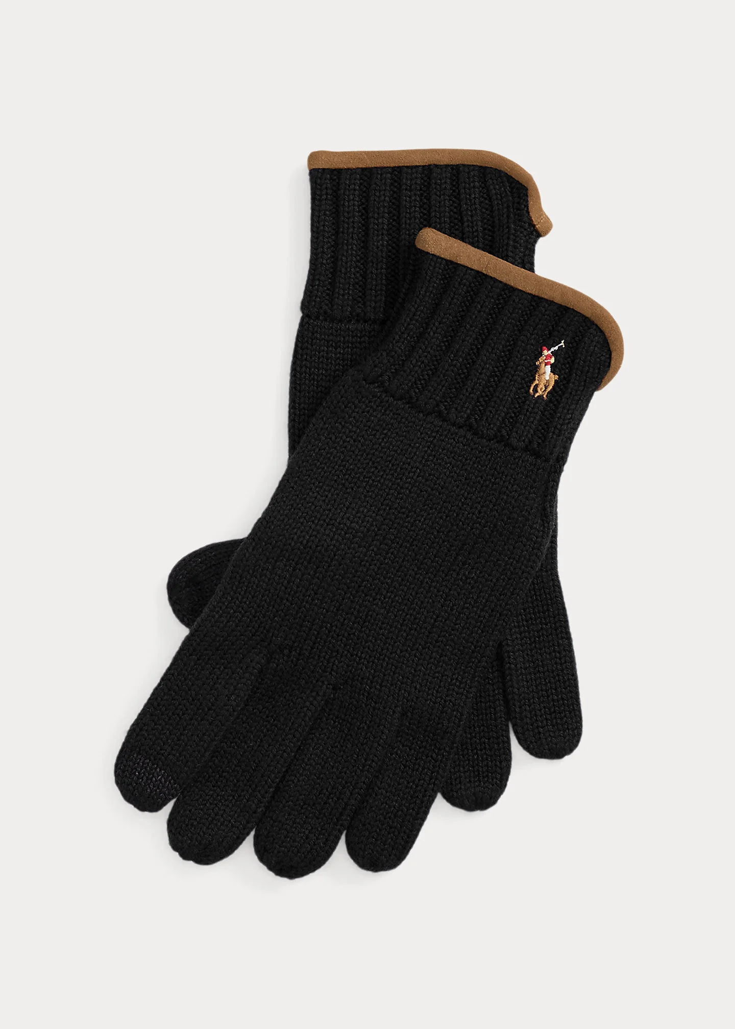 Suede-Trim Wool Touch-Screen Gloves - 1