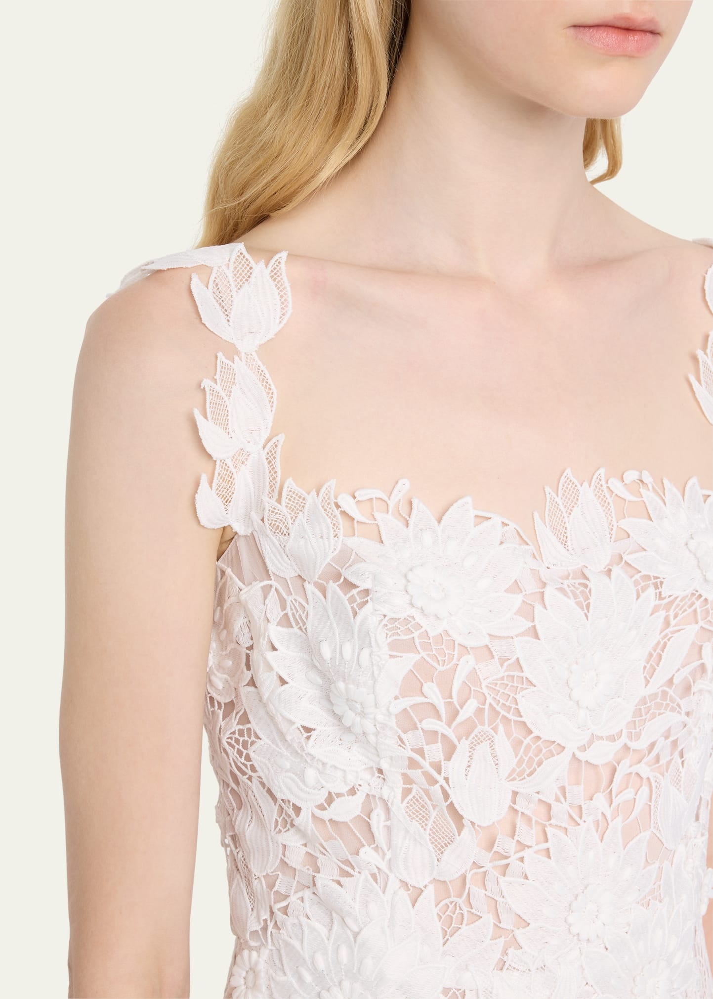 Oscar de la Renta Water Lily Guipure Lace Maxi Dress