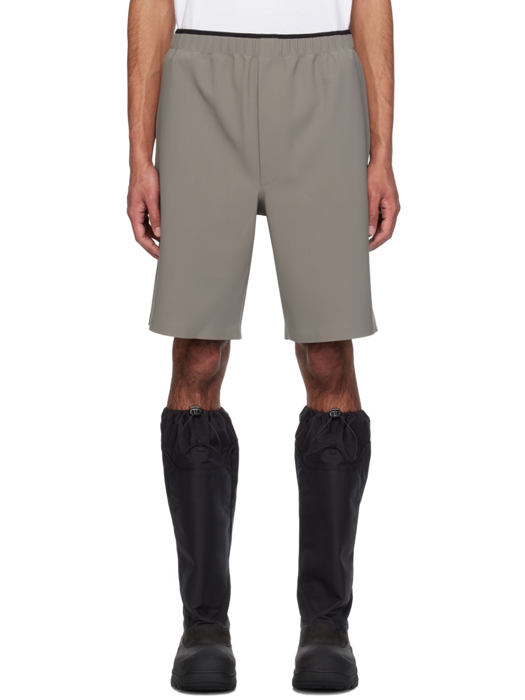 Taupe Taped Bonded Shorts - 1