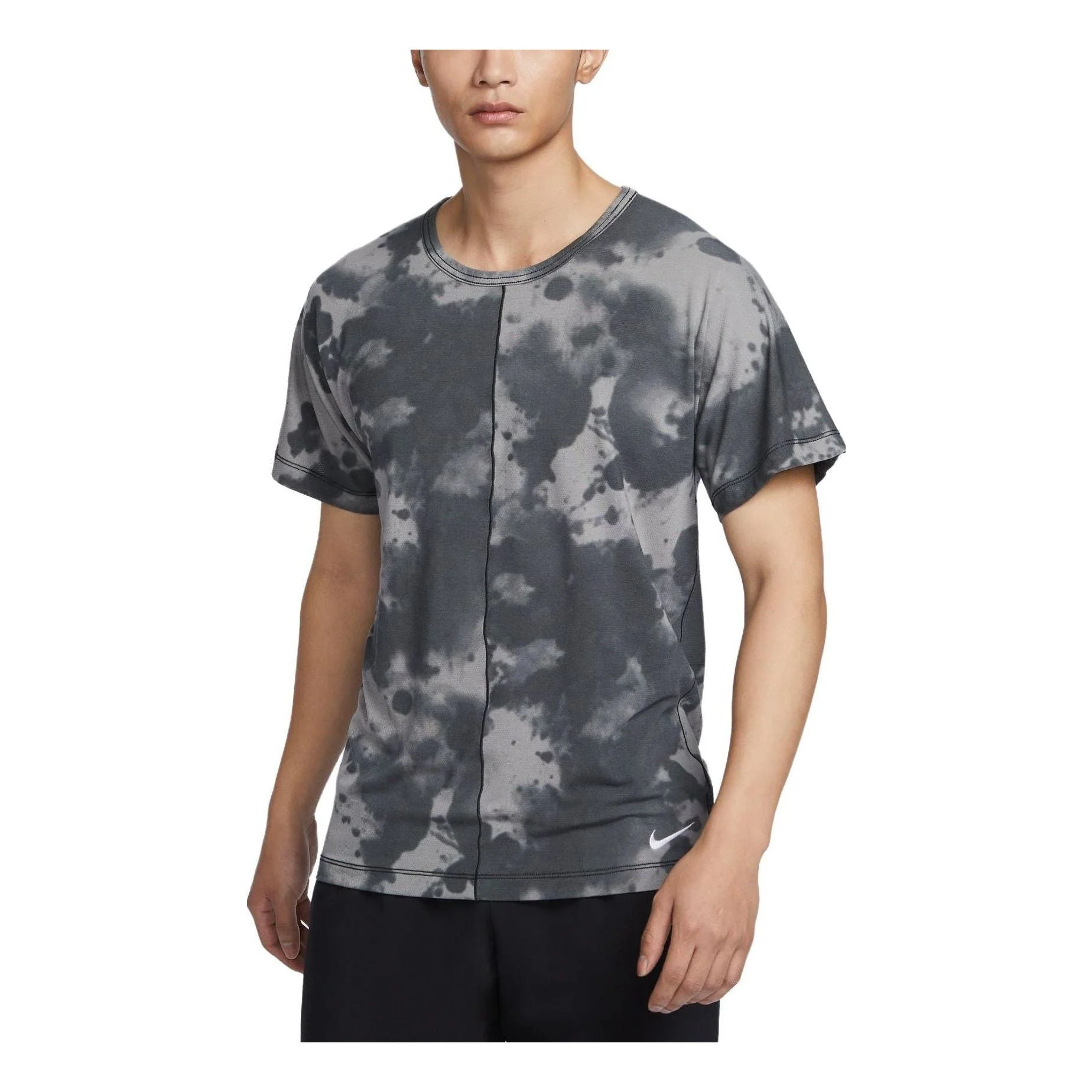 Nike Dri-fit All-over Print Short-sleeve Yoga Top 'Anthracite Flat Pewter White' DX0923-060 - 1