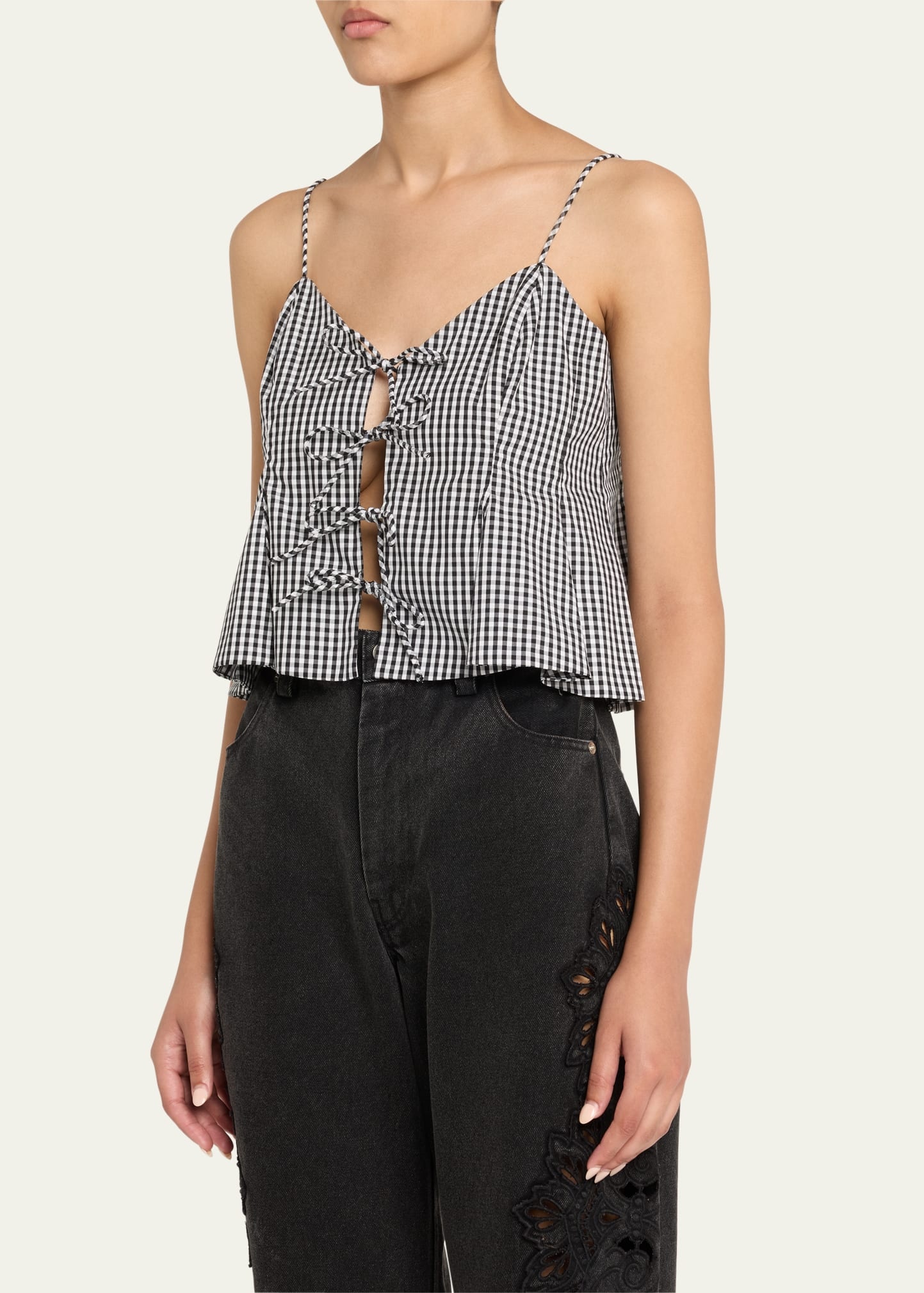 Neci Gingham Tie-Front Cami - 4