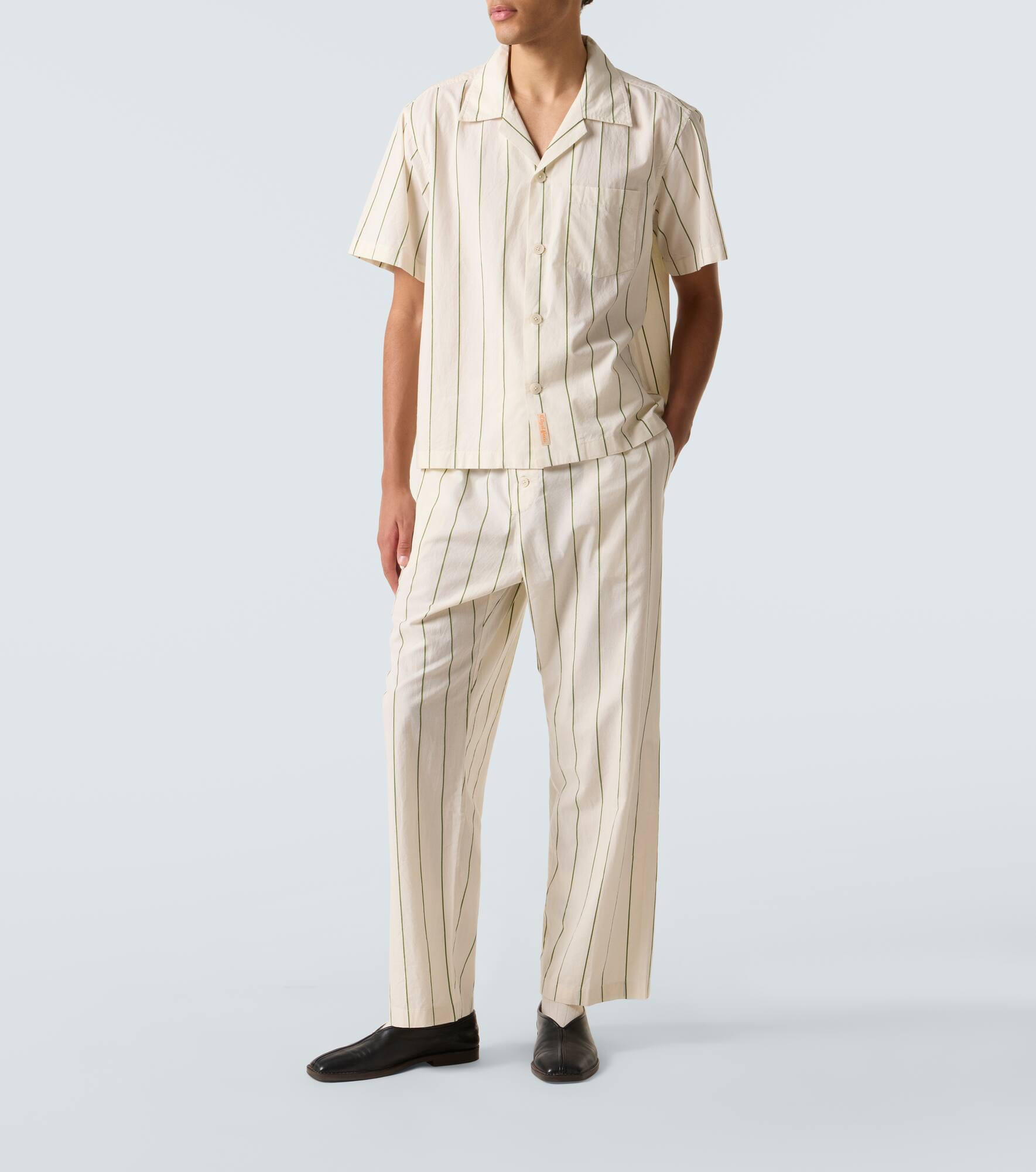 Celery striped cotton bowling shirt - 2