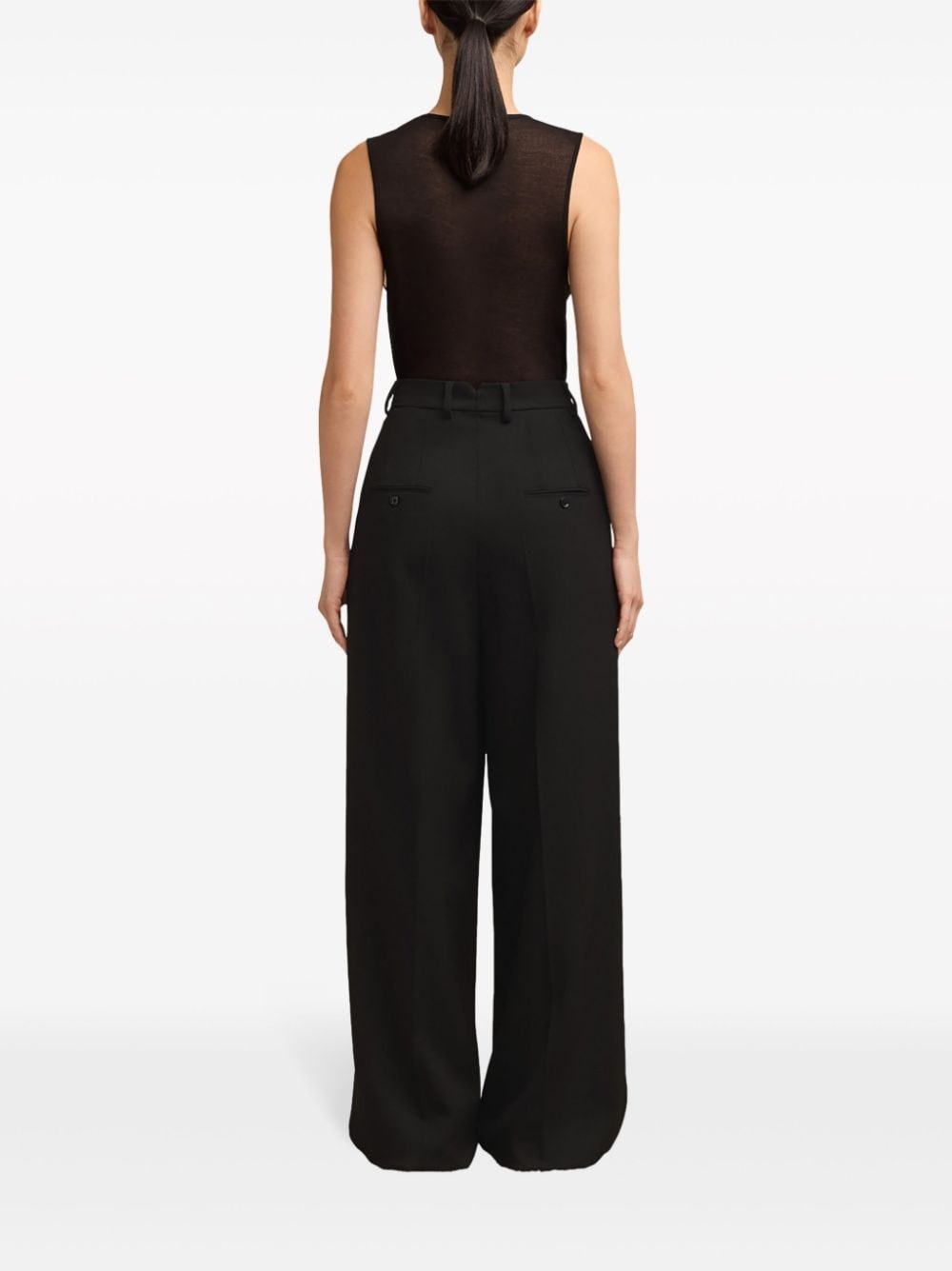 twill wide-leg trousers - 4