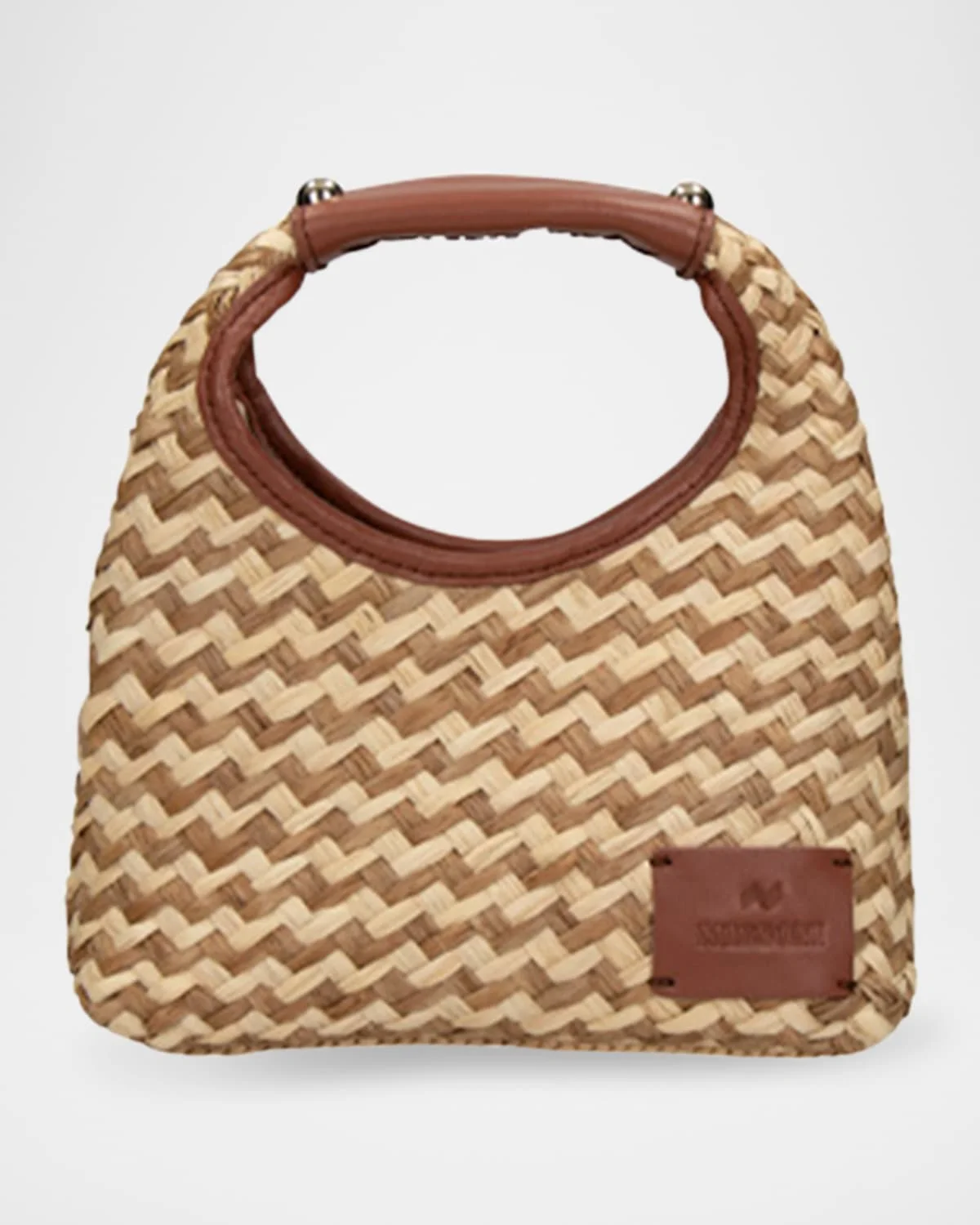 Small Zig Zag Raffia Hobo Bag - 1