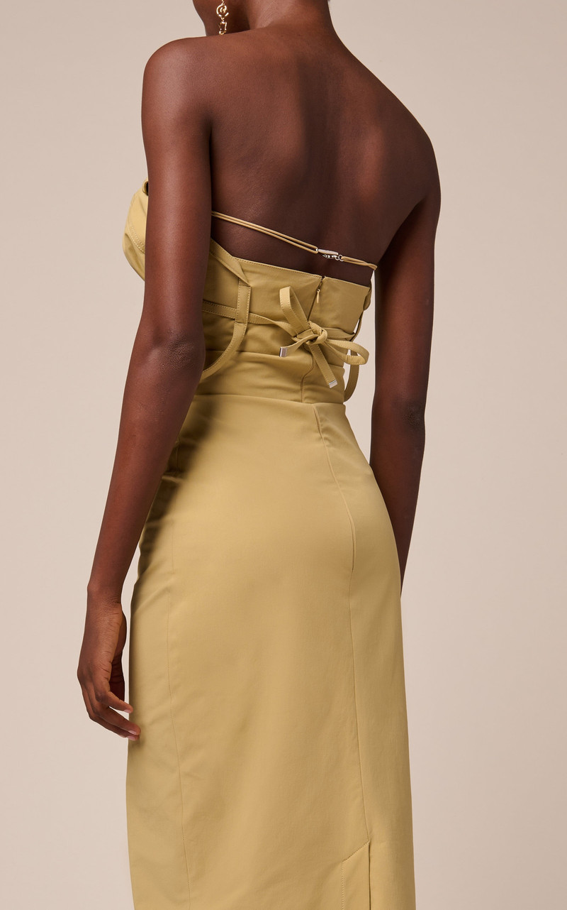 Tie-Detailed Twill Midi Dress neutral 4