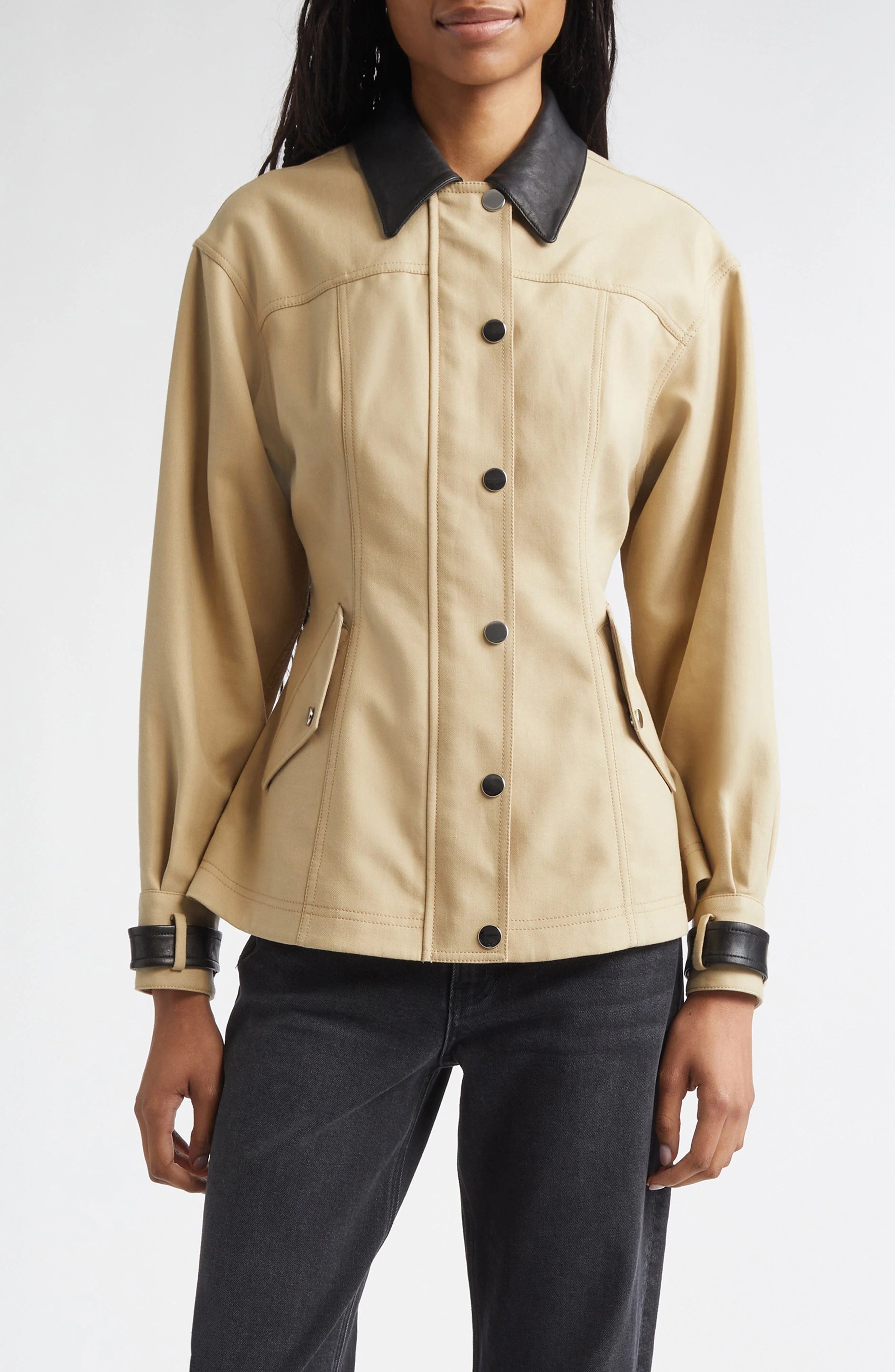 Veronica Beard Talla Water Repellent Cotton Jacket in Sand at Nordstrom - 1