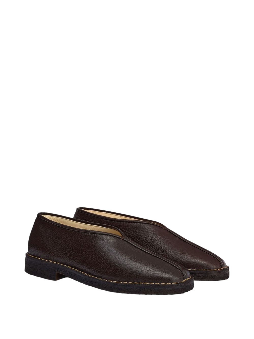 PIPED CREPE SLIPPERS (DARK BROWN) - 2