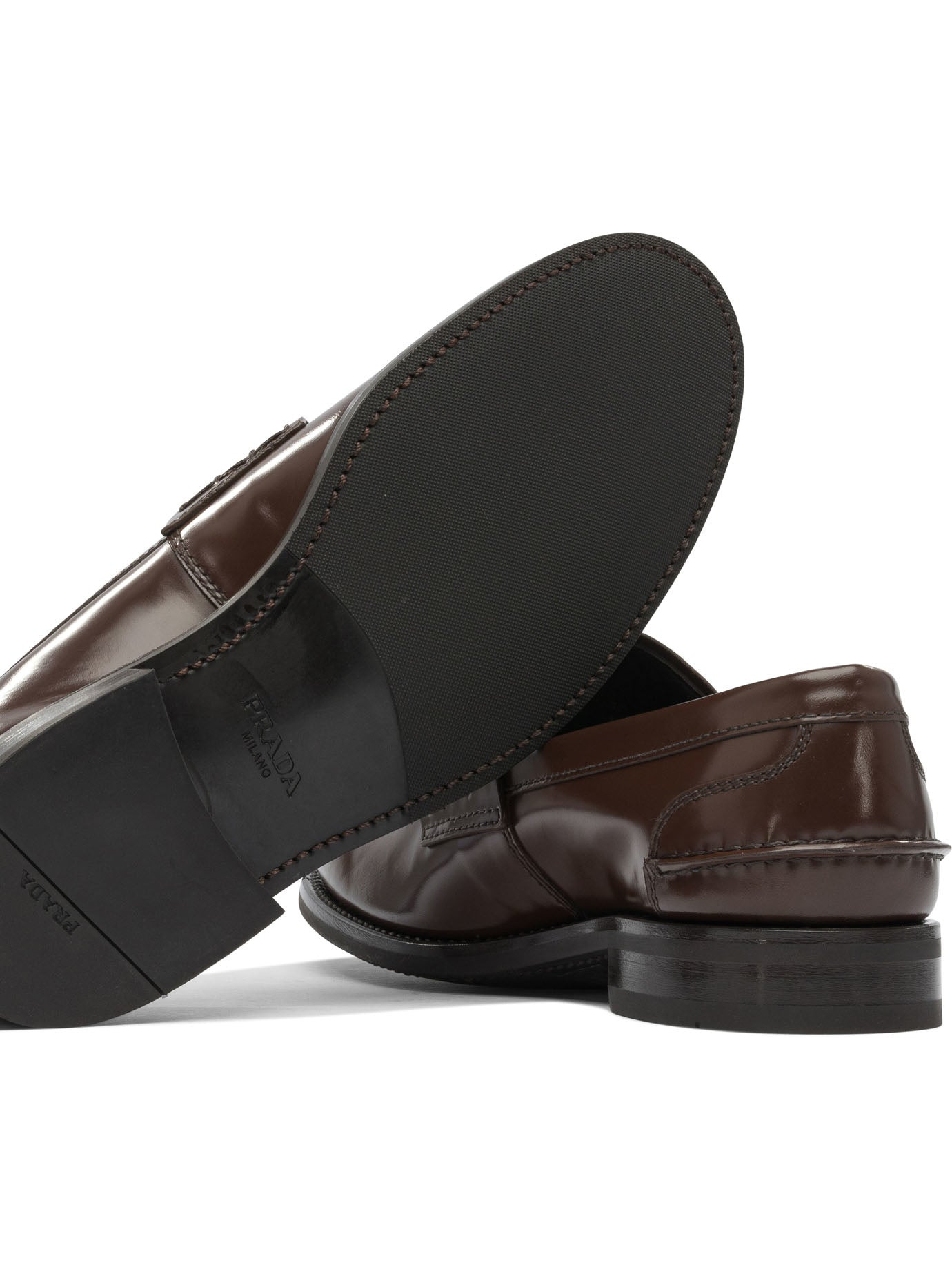 Prada Brushed Leather Loafers - 5