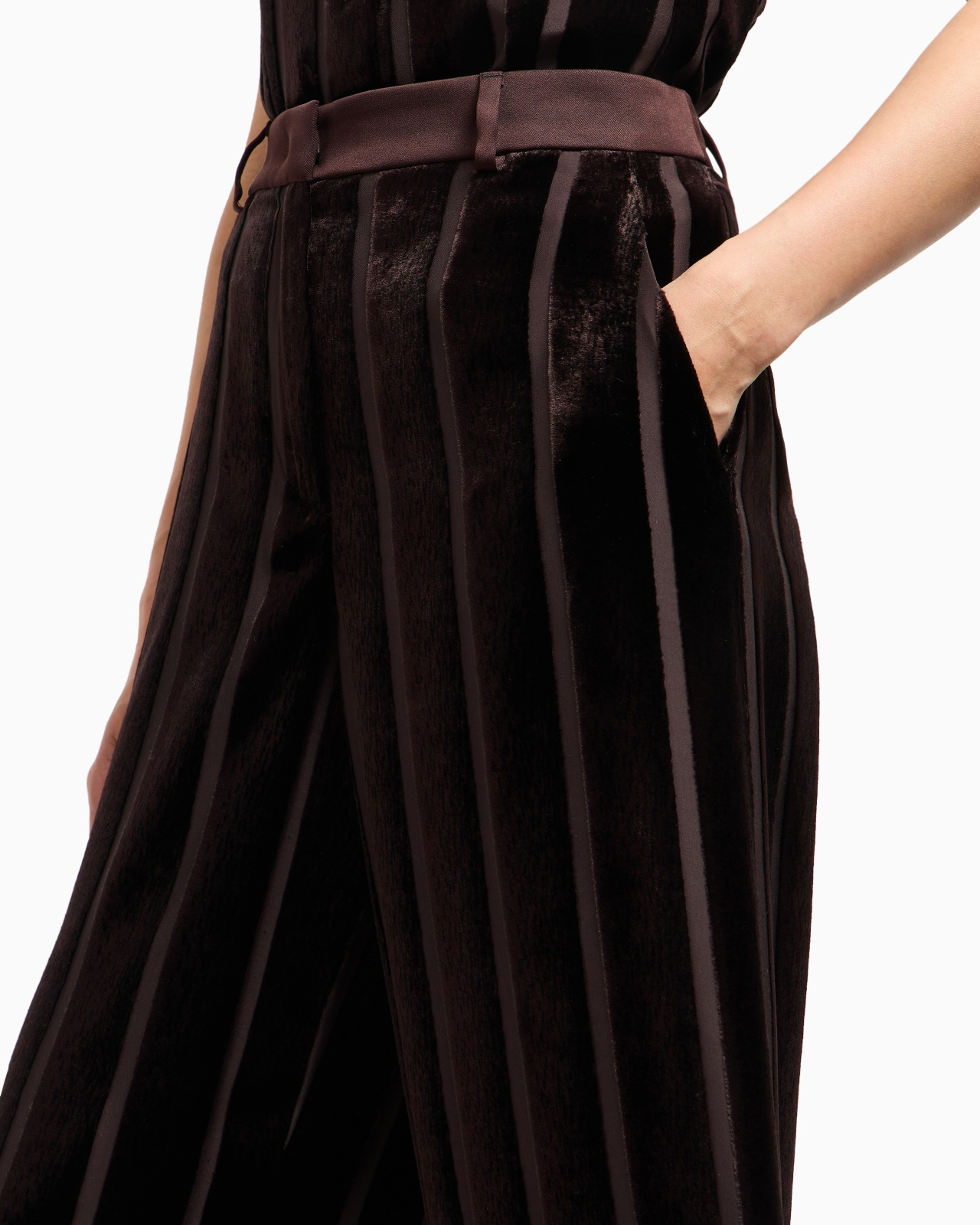 WIDE-LEG STRIPED VELVET TROUSERS - 5