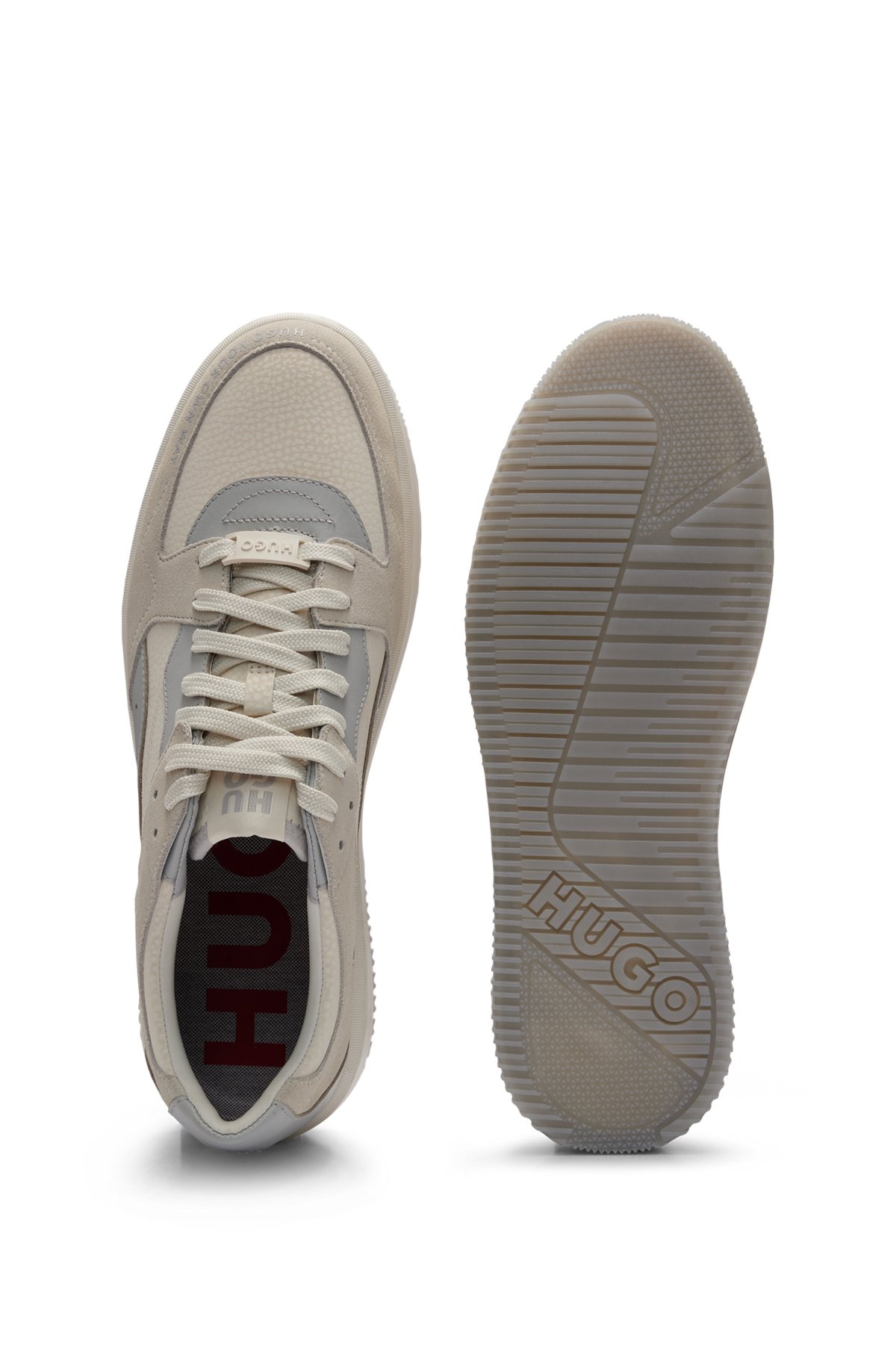 LACE-UP TRAINERS IN FAUX LEATHER AND SUEDE - 4