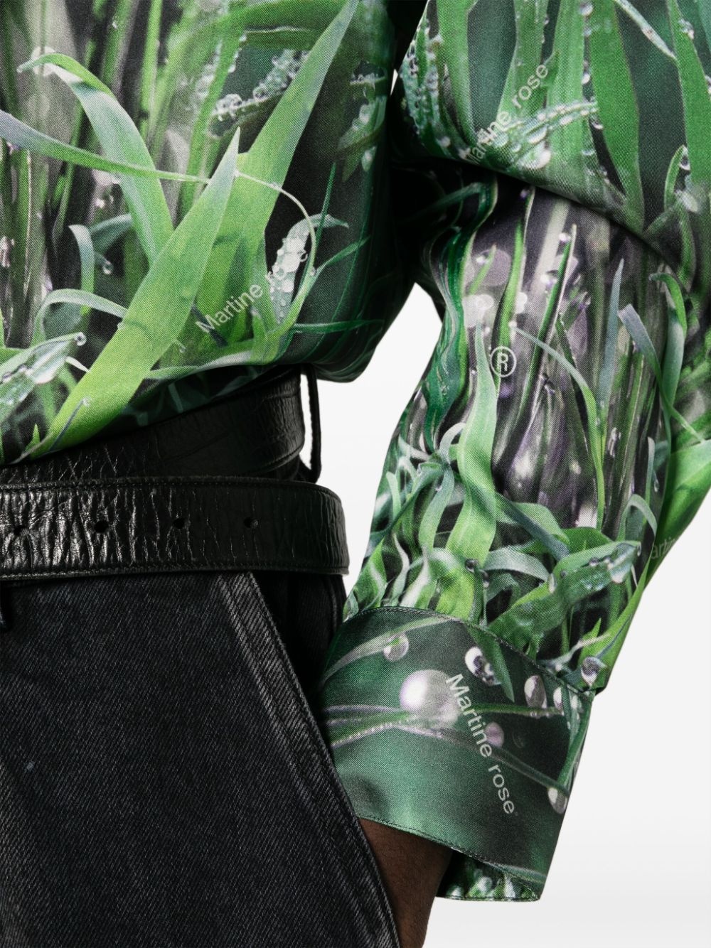 grass-print silk shirt - 6