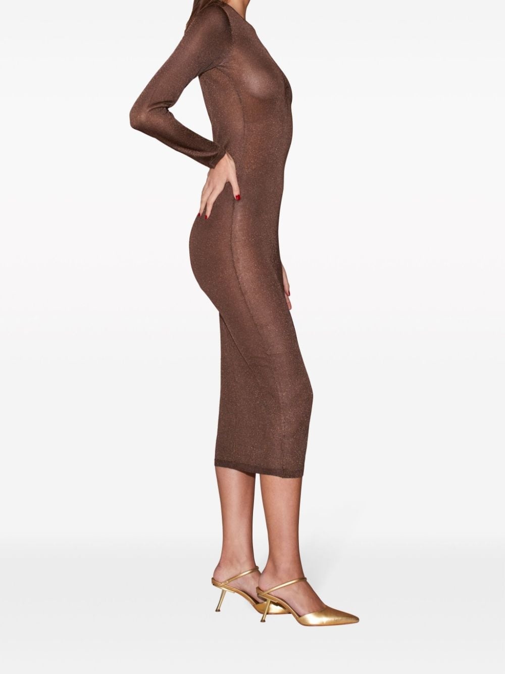 sheer knit midi dress - 3